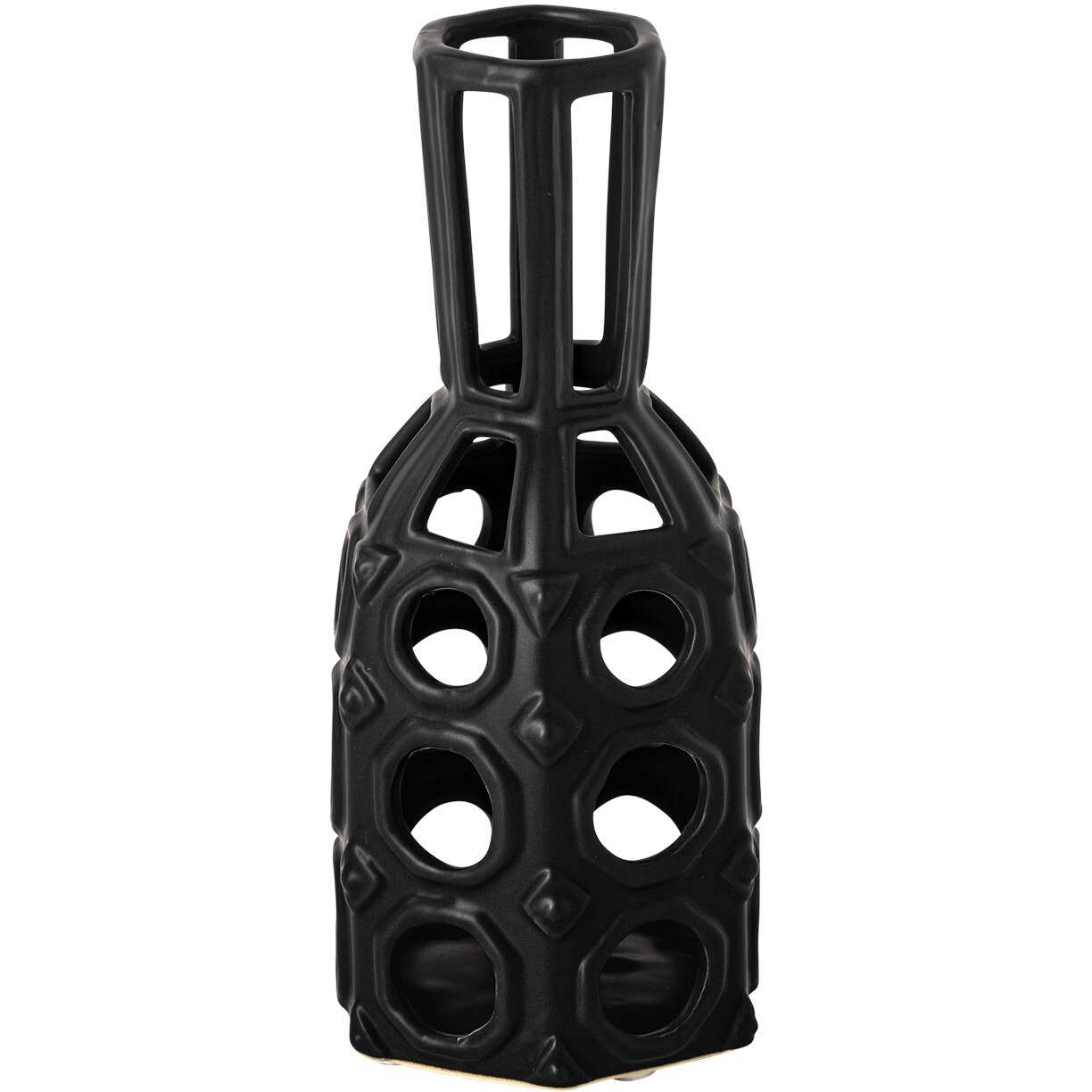 9"" Black Pierced Pattern Ceramic Vase