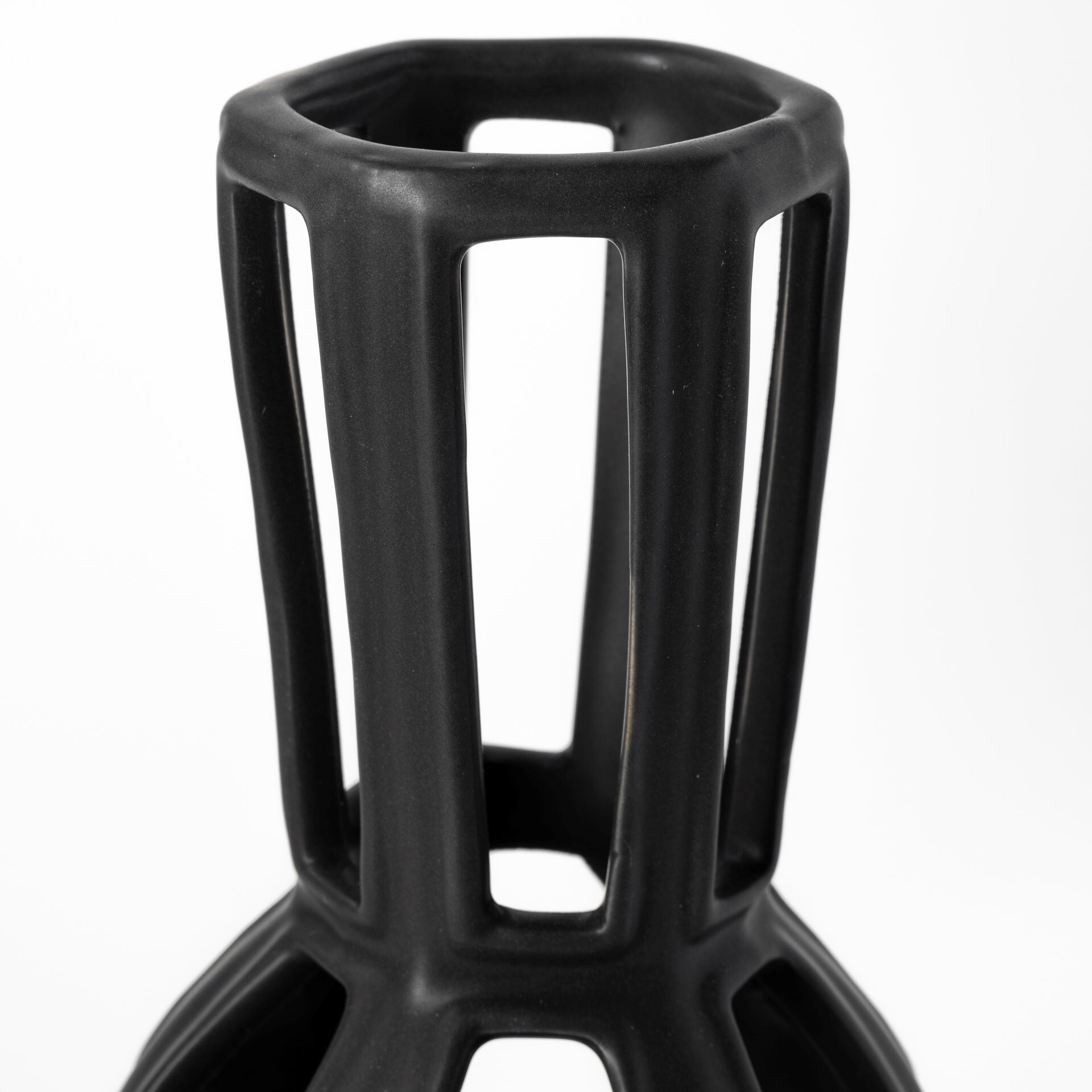 9"" Black Pierced Pattern Ceramic Vase
