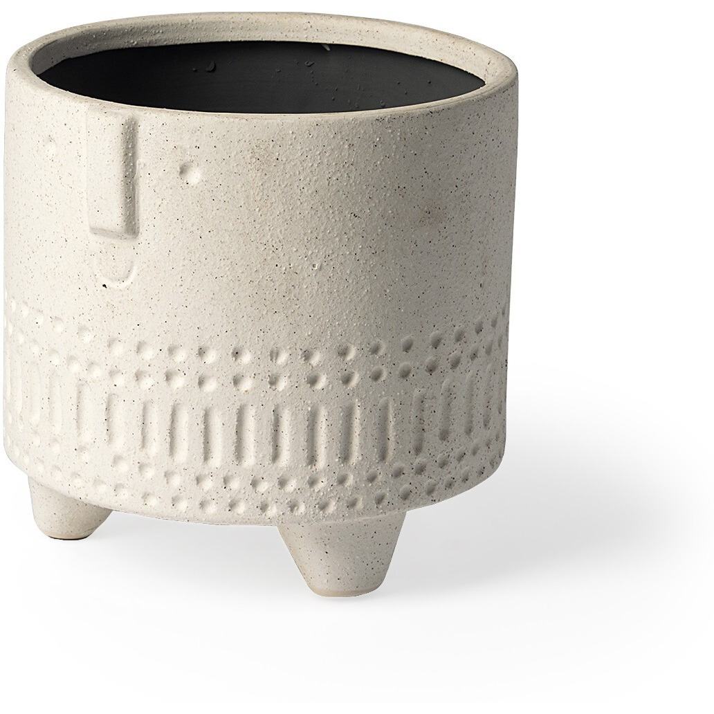 7"" Bohemian Beige Happy Face Tribal Vase
