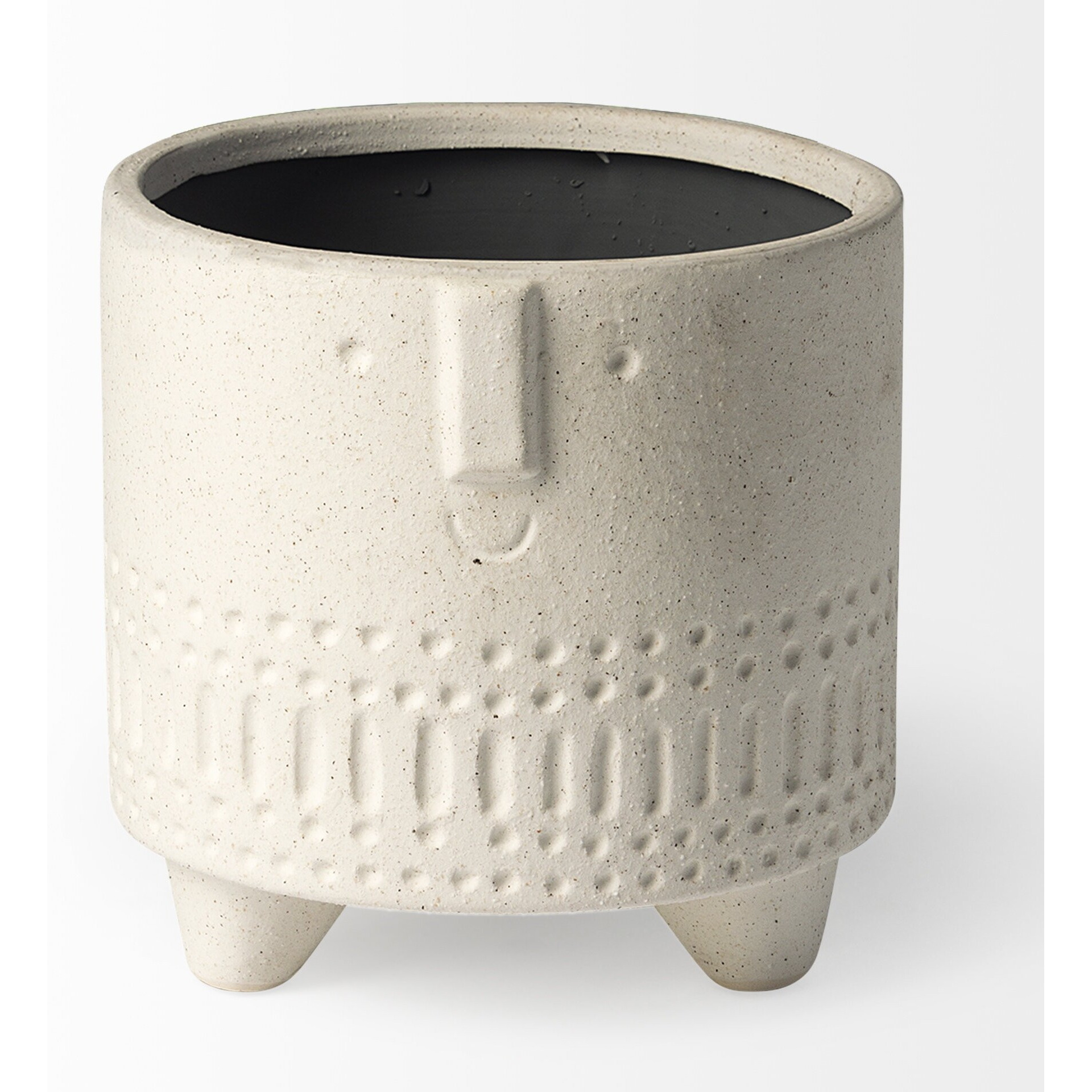 7"" Bohemian Beige Happy Face Tribal Vase
