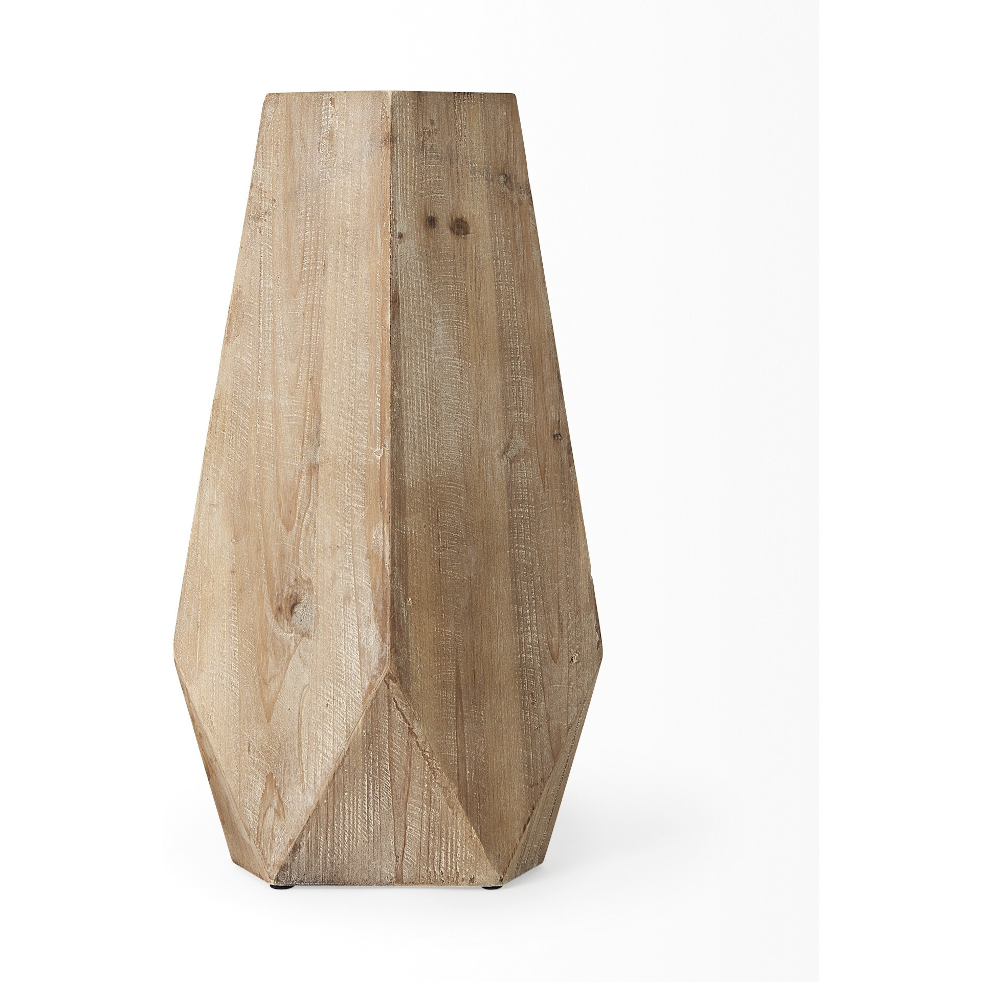 19"" Natural Stain Geometric Wooden Vase