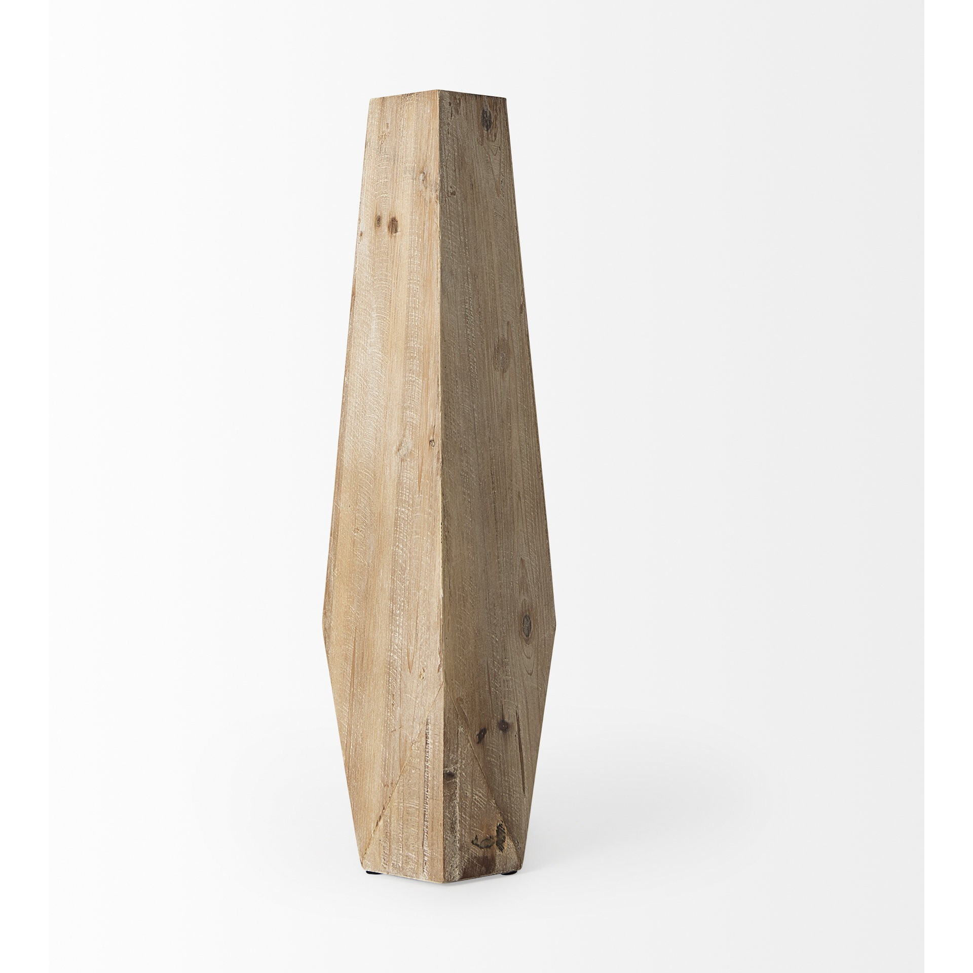 19"" Natural Stain Geometric Wooden Vase