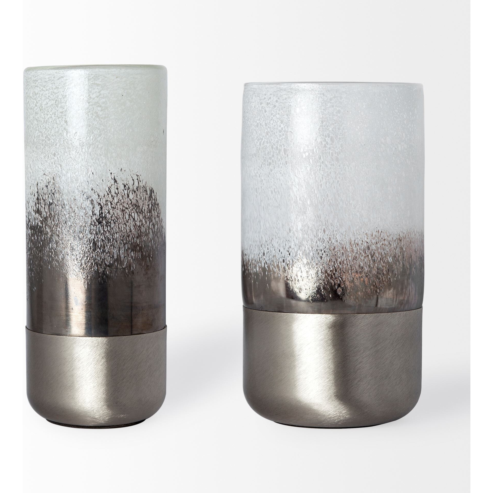13"" Brushed Silver Glass Vase