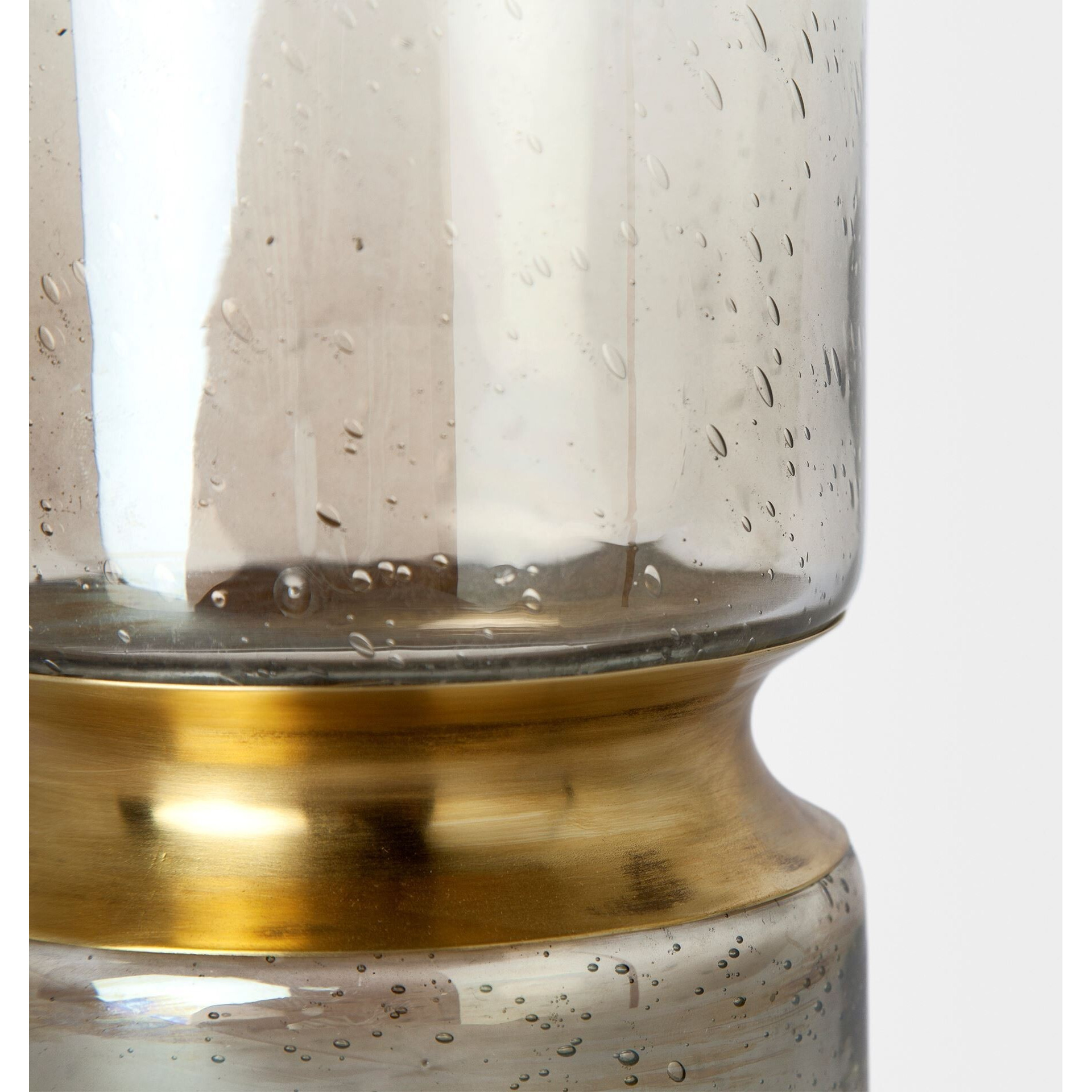 11"" Smoked Bubble Glass Gold Accent Vase