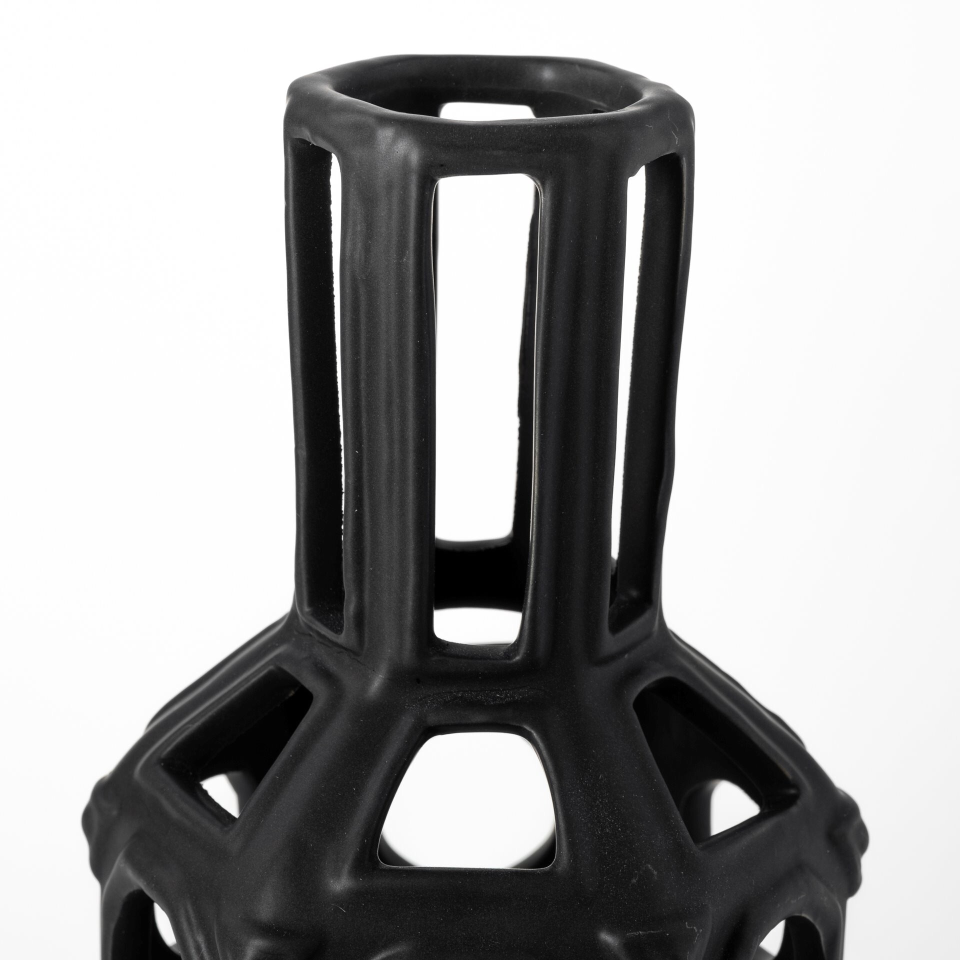12"" Black Pierced Pattern Ceramic Vase