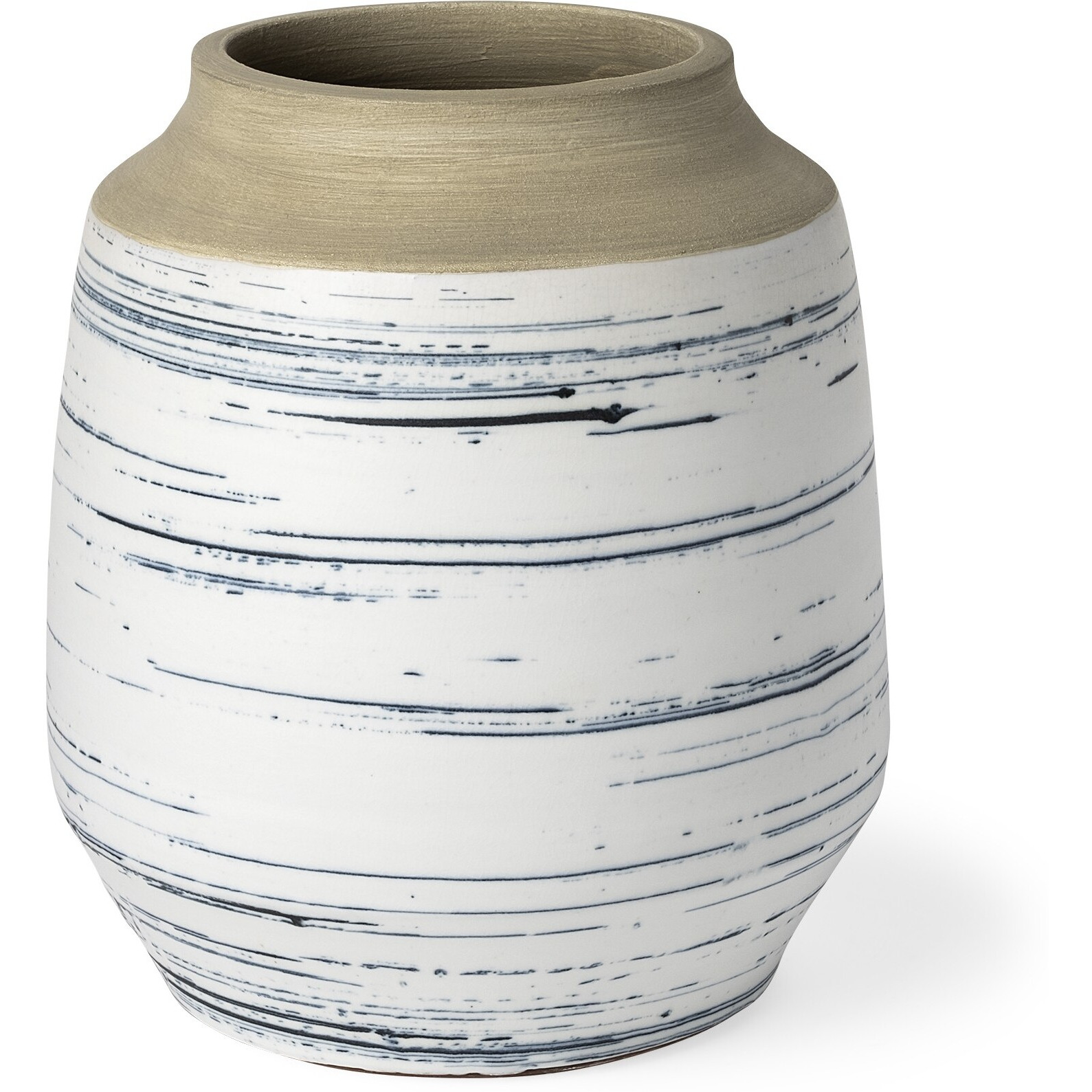10"" Blue White And Sand Coastal Ceramic Vase