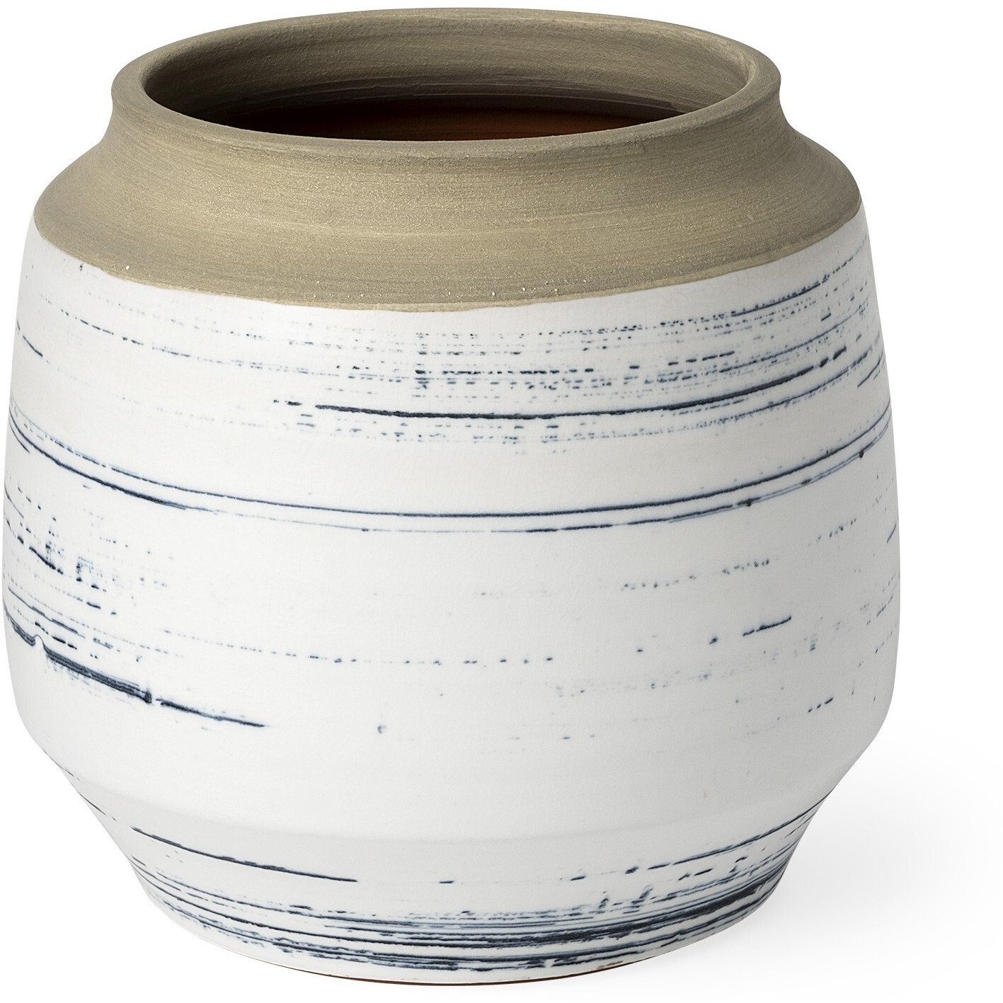 9"" Blue White And Sand Coastal Ceramic Vase