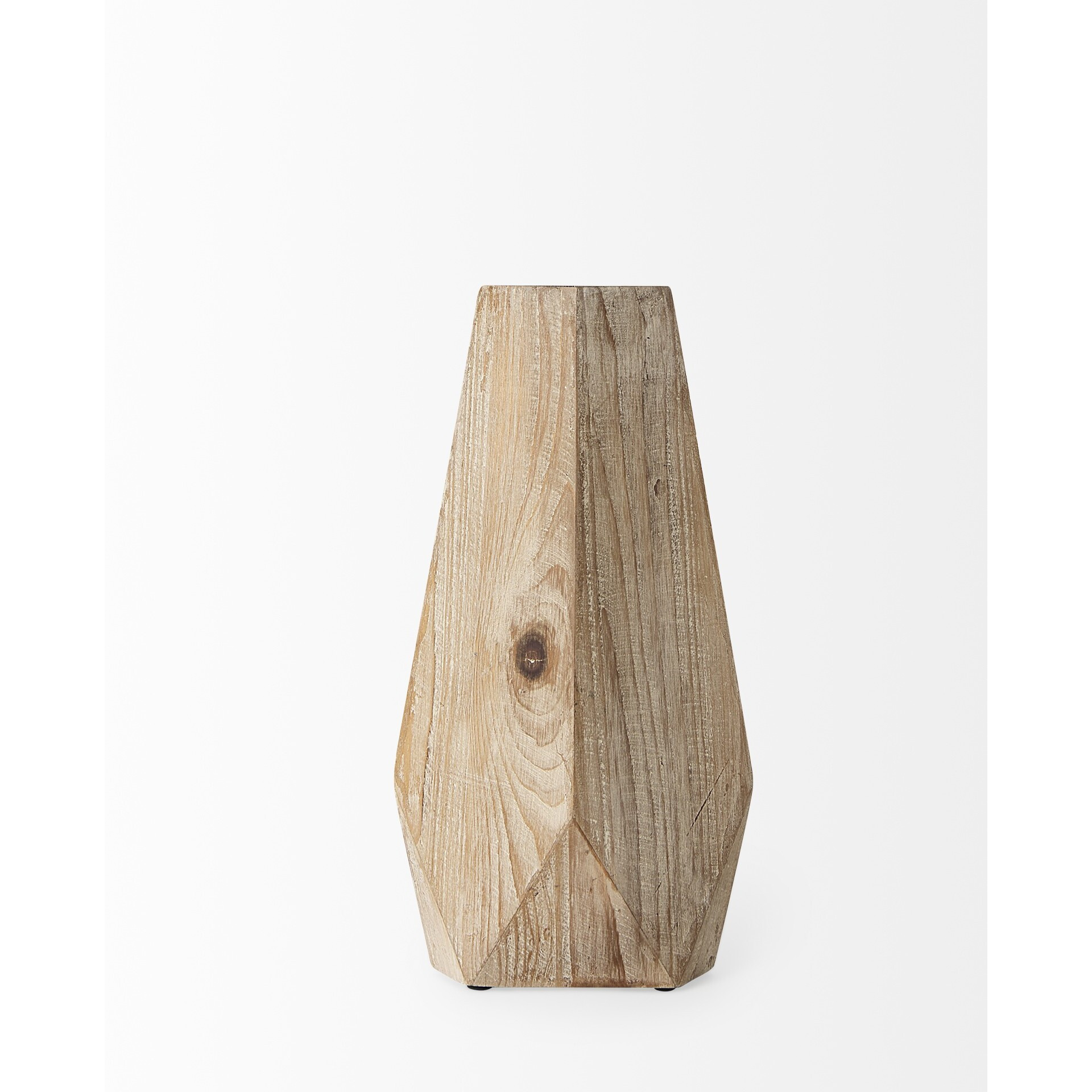 15"" Natural Stain Geometric Wooden Vase