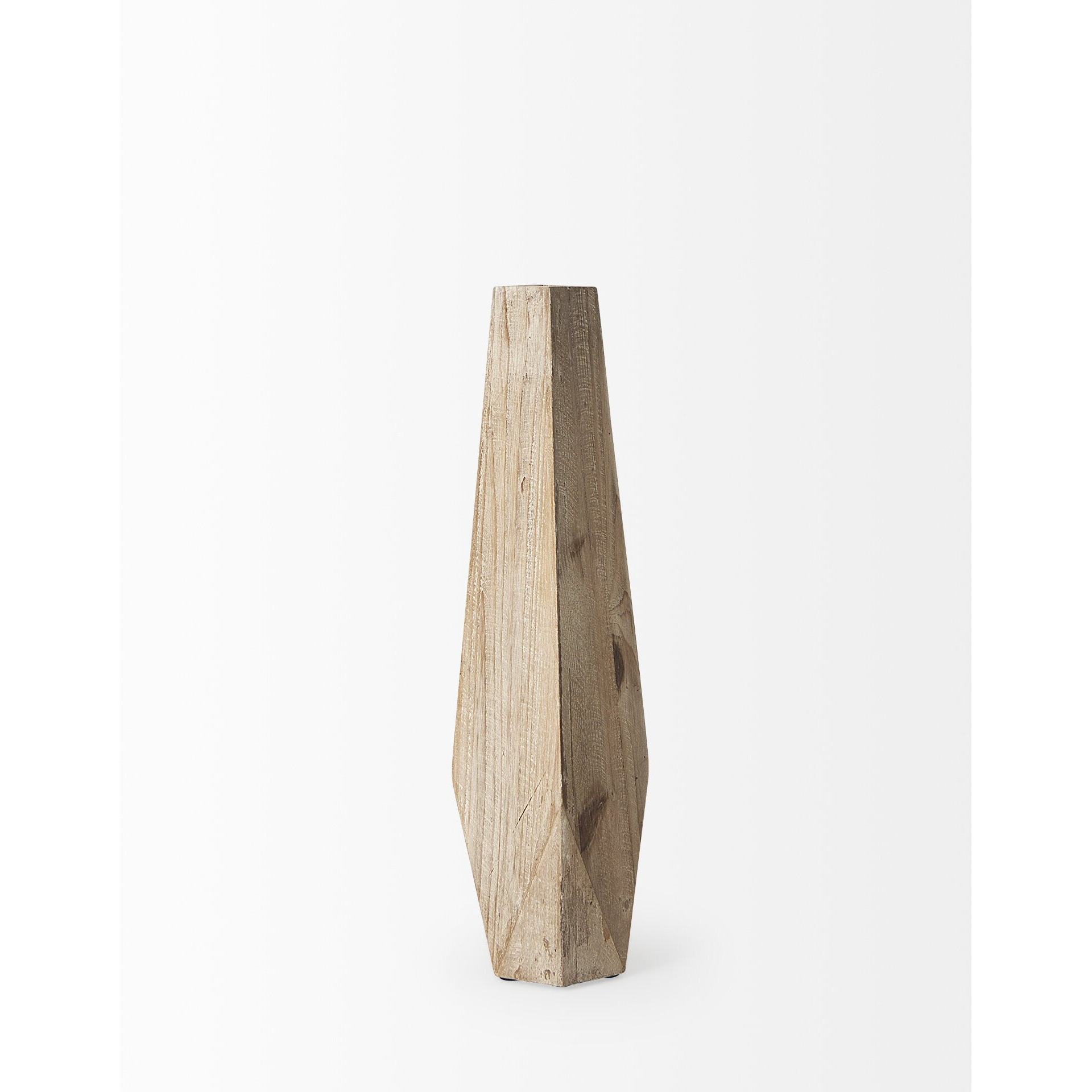 15"" Natural Stain Geometric Wooden Vase