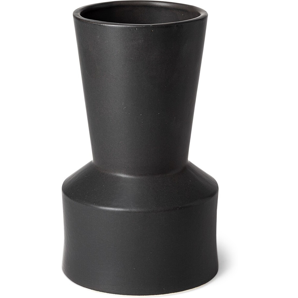 9"" Matte Black Contempo Deco Ceramic Vase