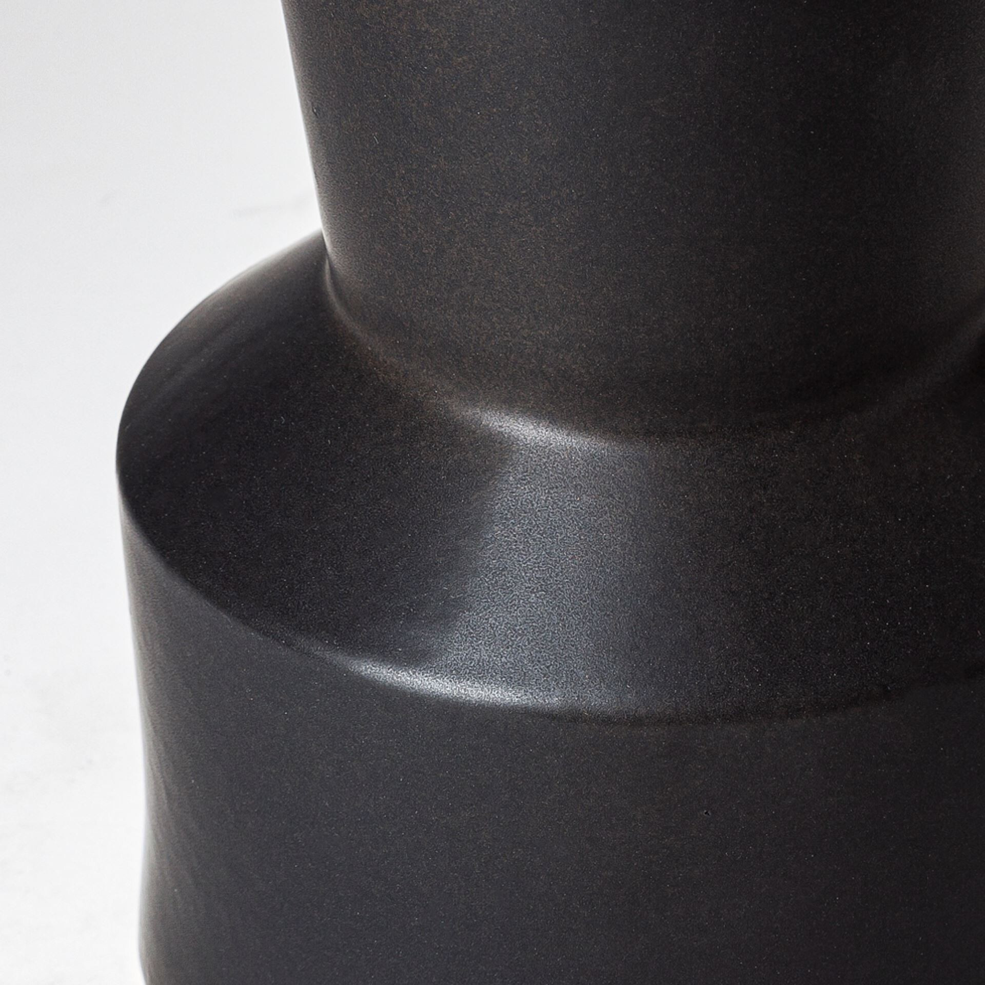 9"" Matte Black Contempo Deco Ceramic Vase