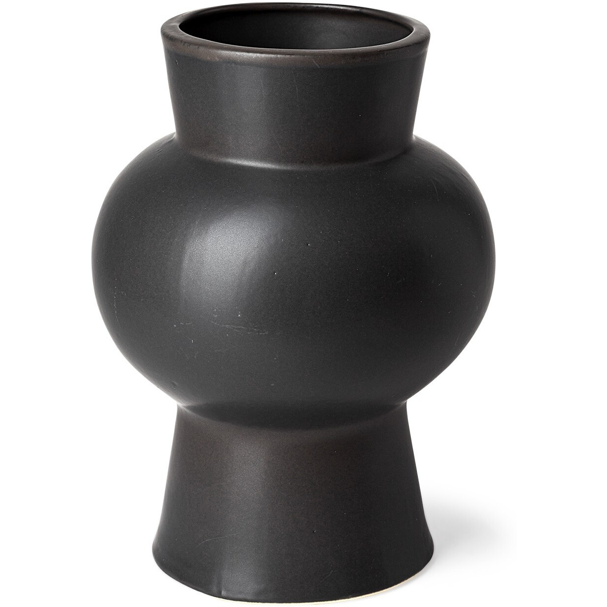 11"" Matte Black Contempo Deco Ceramic Vase