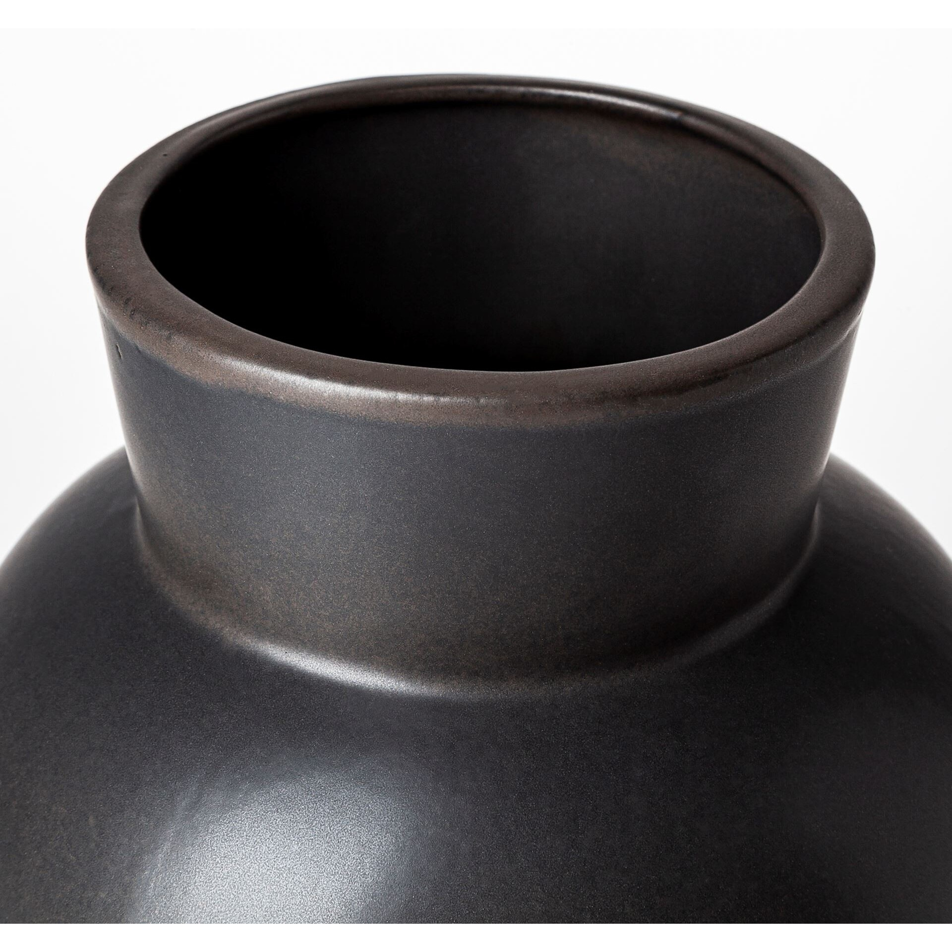 11"" Matte Black Contempo Deco Ceramic Vase
