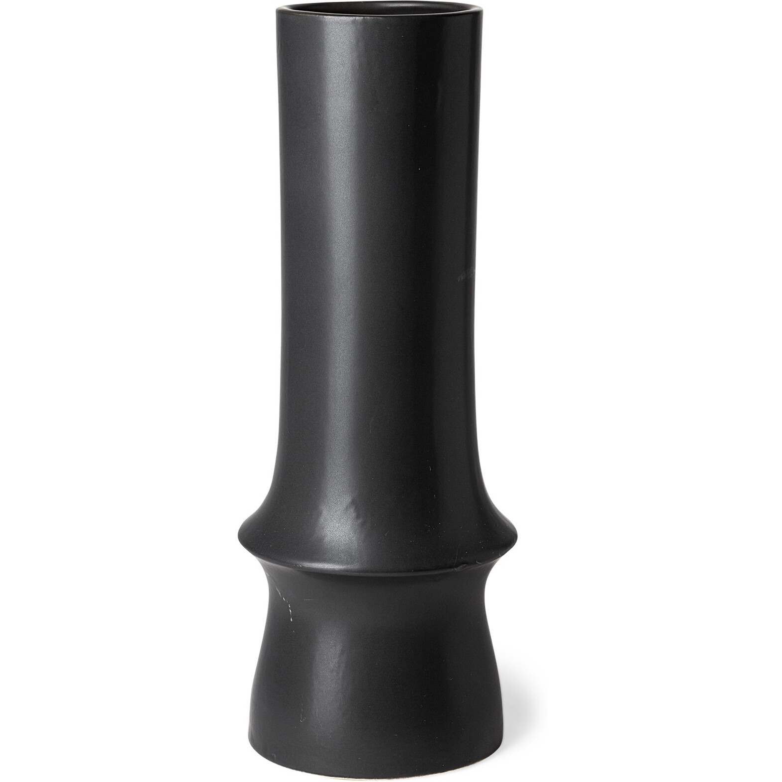 17"" Matte Black Contempo Deco Ceramic Vase