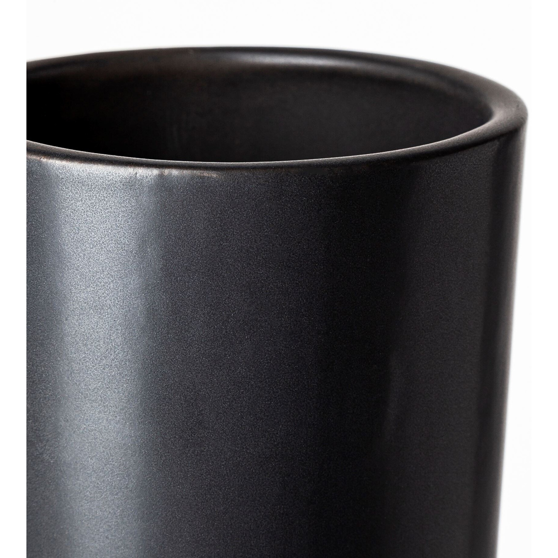 17"" Matte Black Contempo Deco Ceramic Vase
