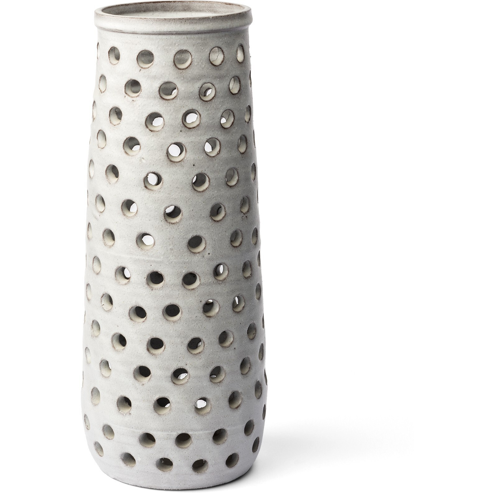 19"" Organic White Glaze Pierced Dot Ceramic Vase