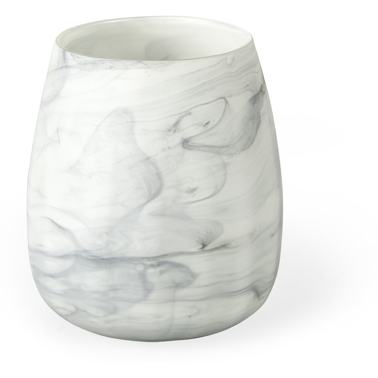 8"" Gray And Cream Marble Design Glass Vase