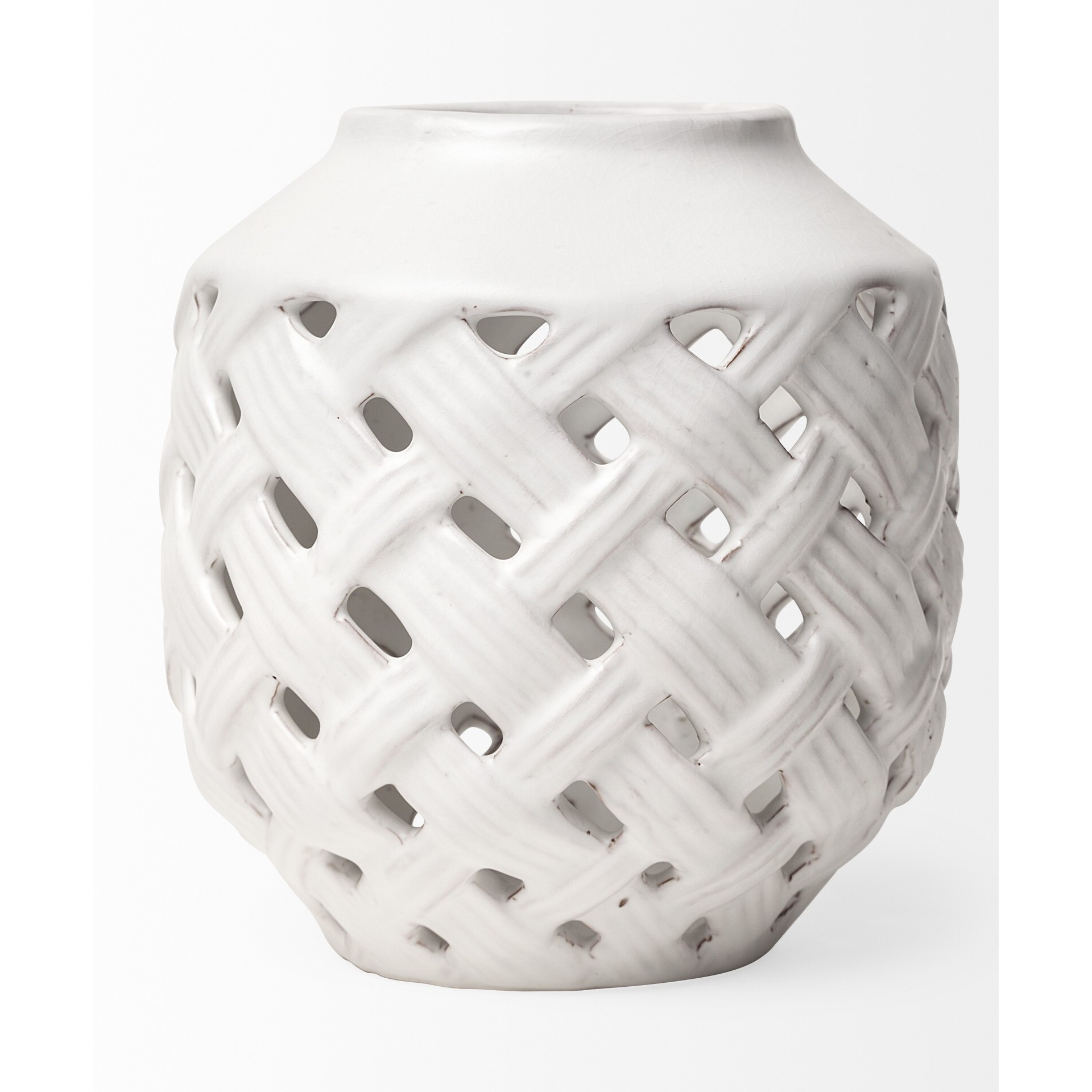 White Ceramic Latticed Vase