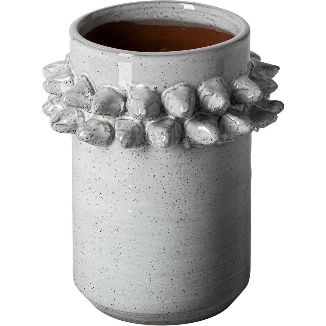 7"" Organic Style Whitewash Spikely Ceramic Vase