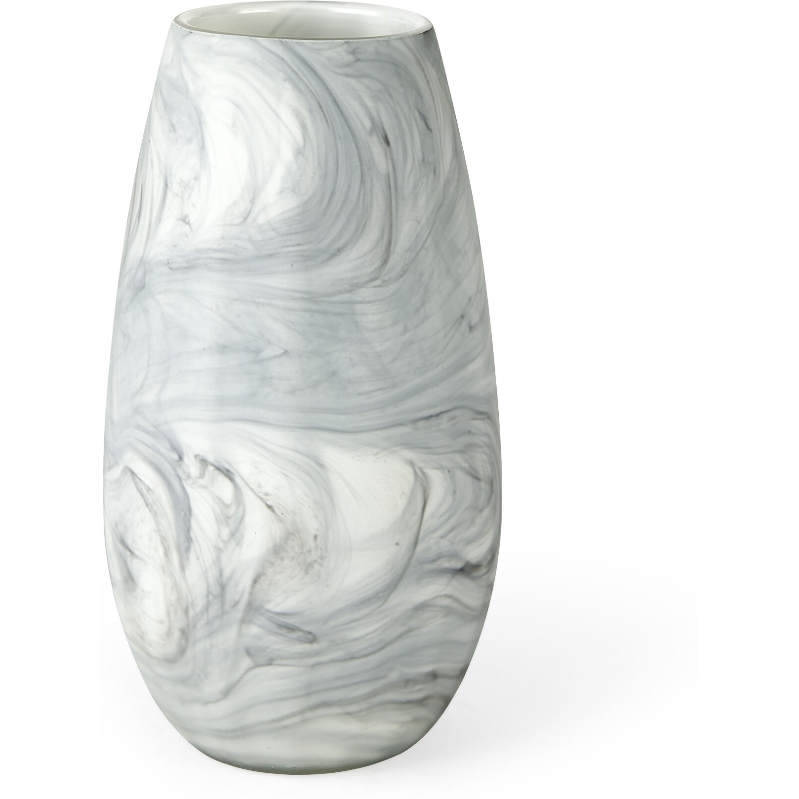 12"" Gray And White Marble Design Glass Vase