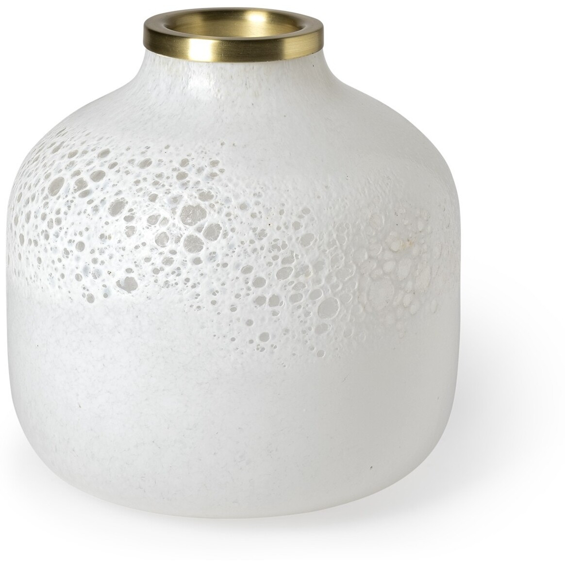 8"" Modern Pearl White Gold Rim Rounded Square Glass Vase