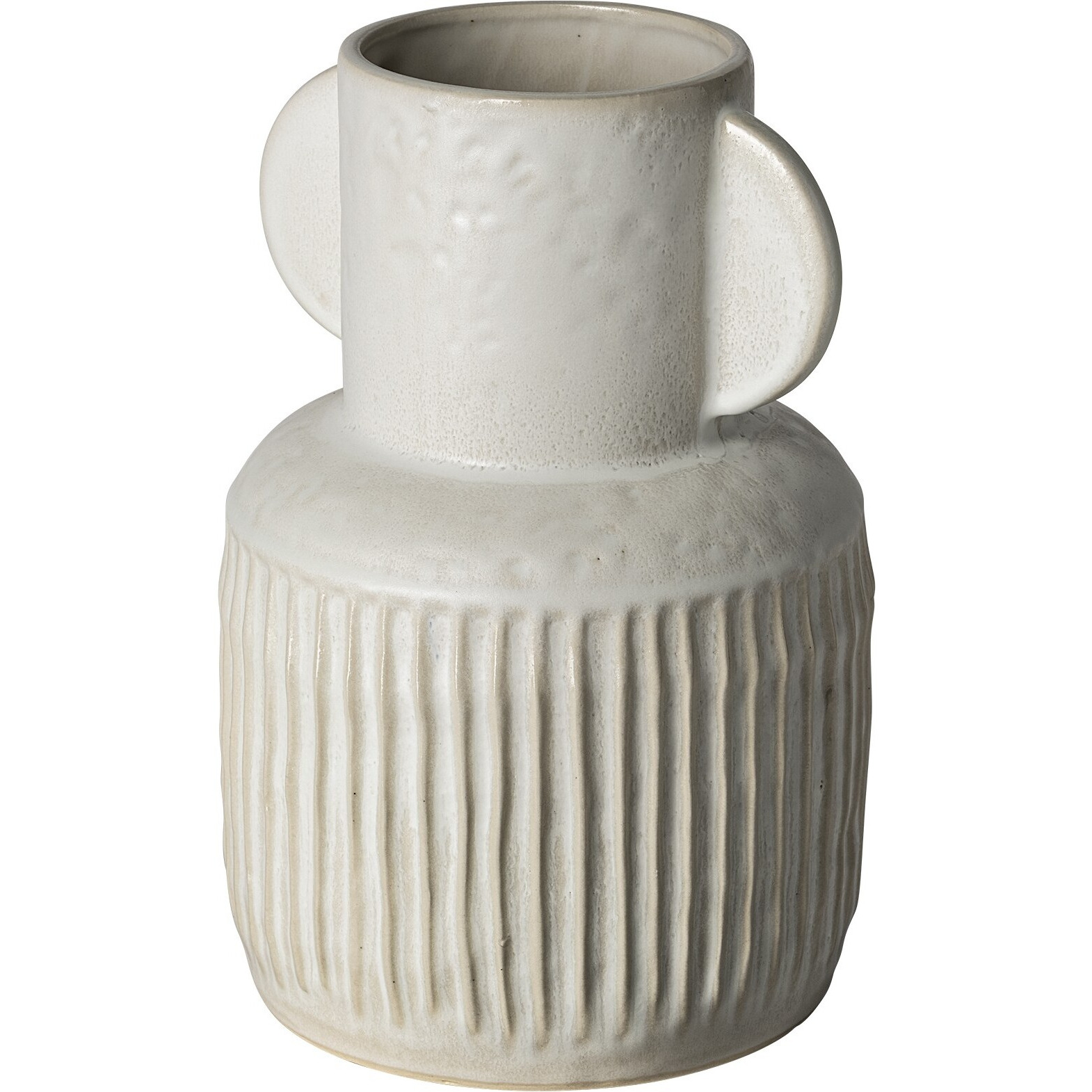 12&quot&quot Whitewash Handled Textured Ceramic Vase