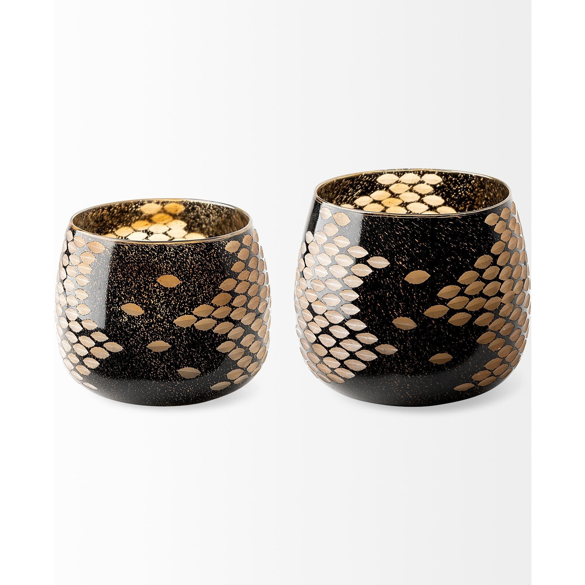 6"" Black And Gold Artisan Bubble Glass Vase