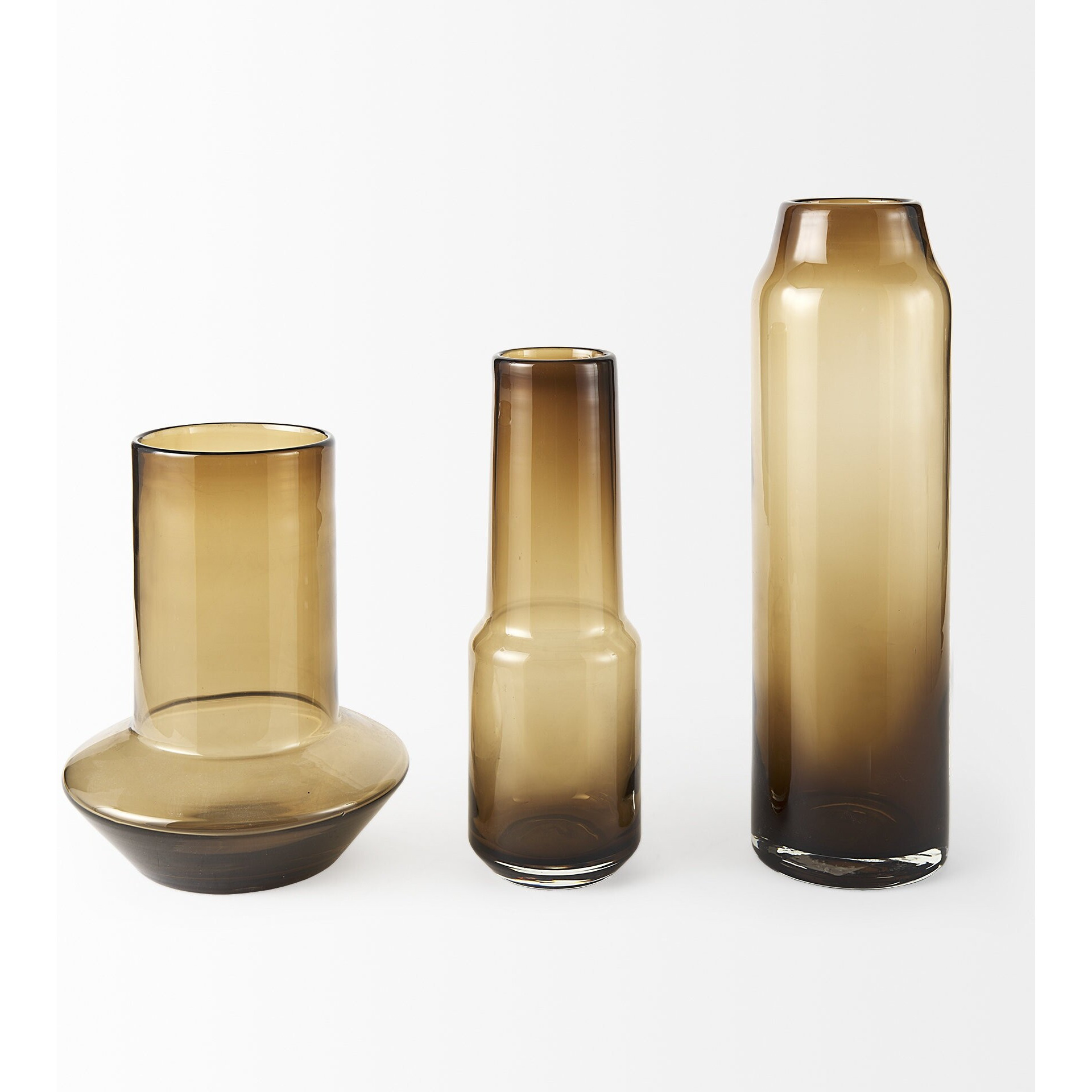 16"" Vintage Look Ombre Brown Glass Vase