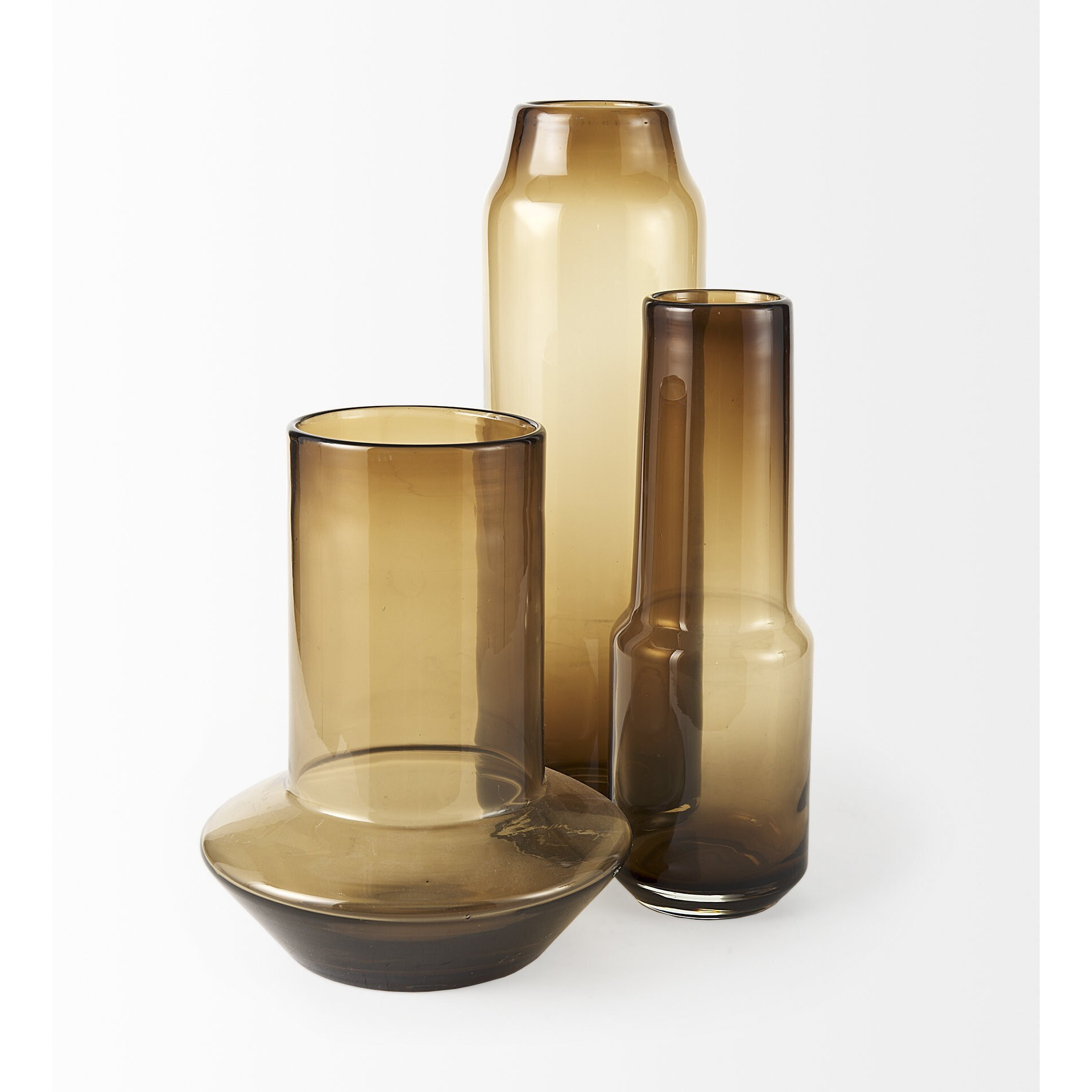 16"" Vintage Look Ombre Brown Glass Vase