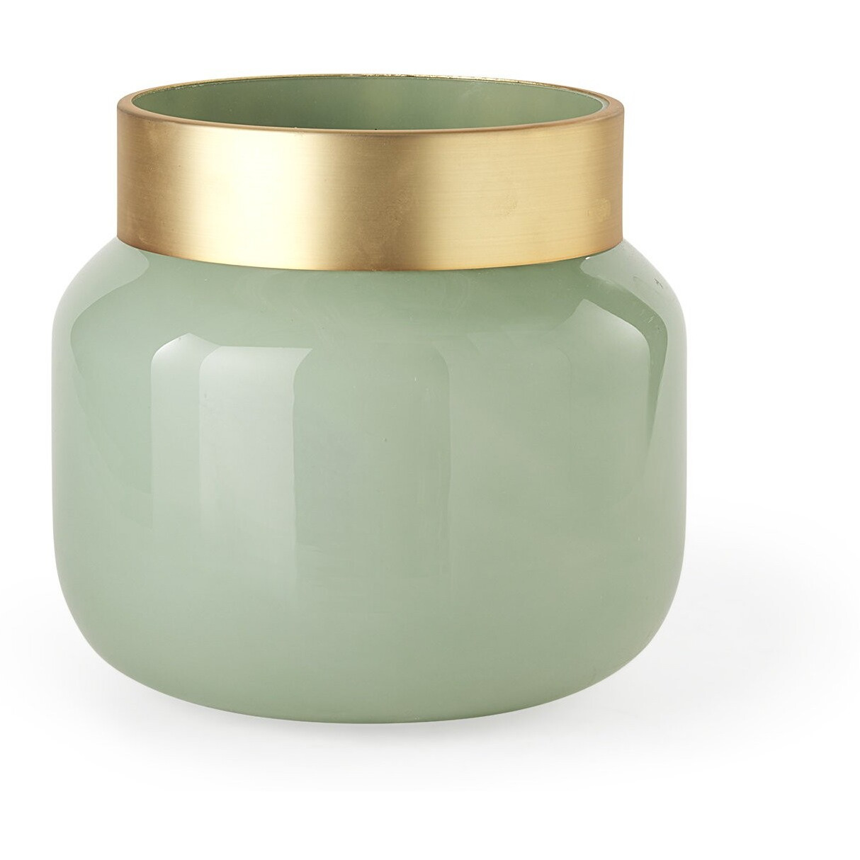 10"" Smokey Green And Glass Rounded Square Vase