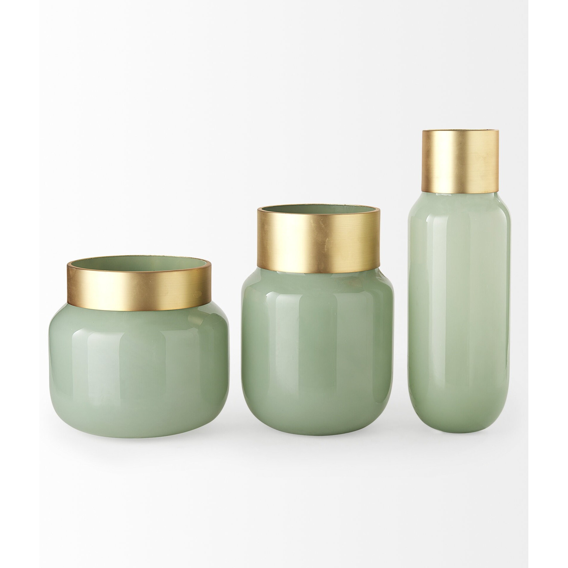 10"" Smokey Green And Glass Rounded Square Vase