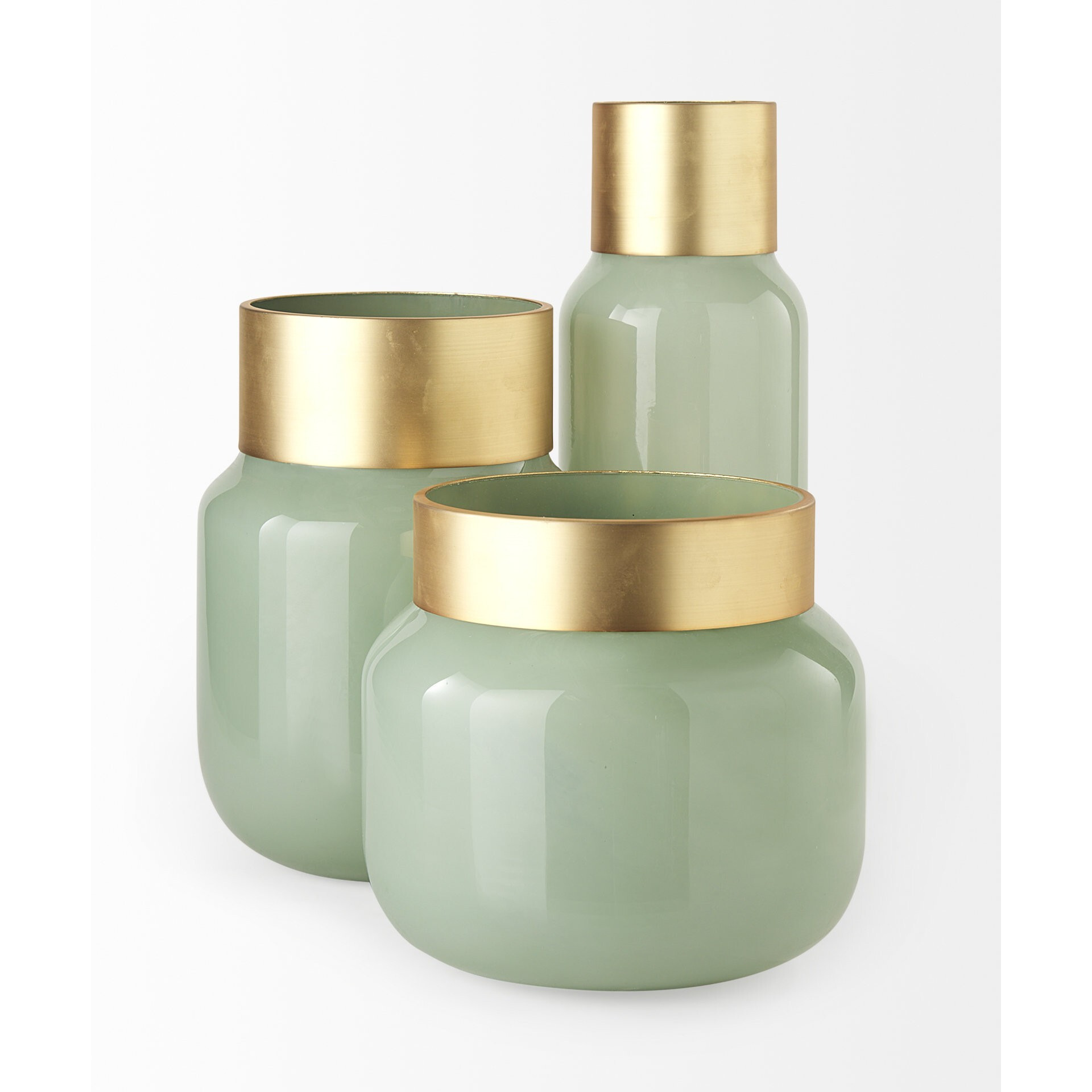 10"" Smokey Green And Glass Rounded Square Vase