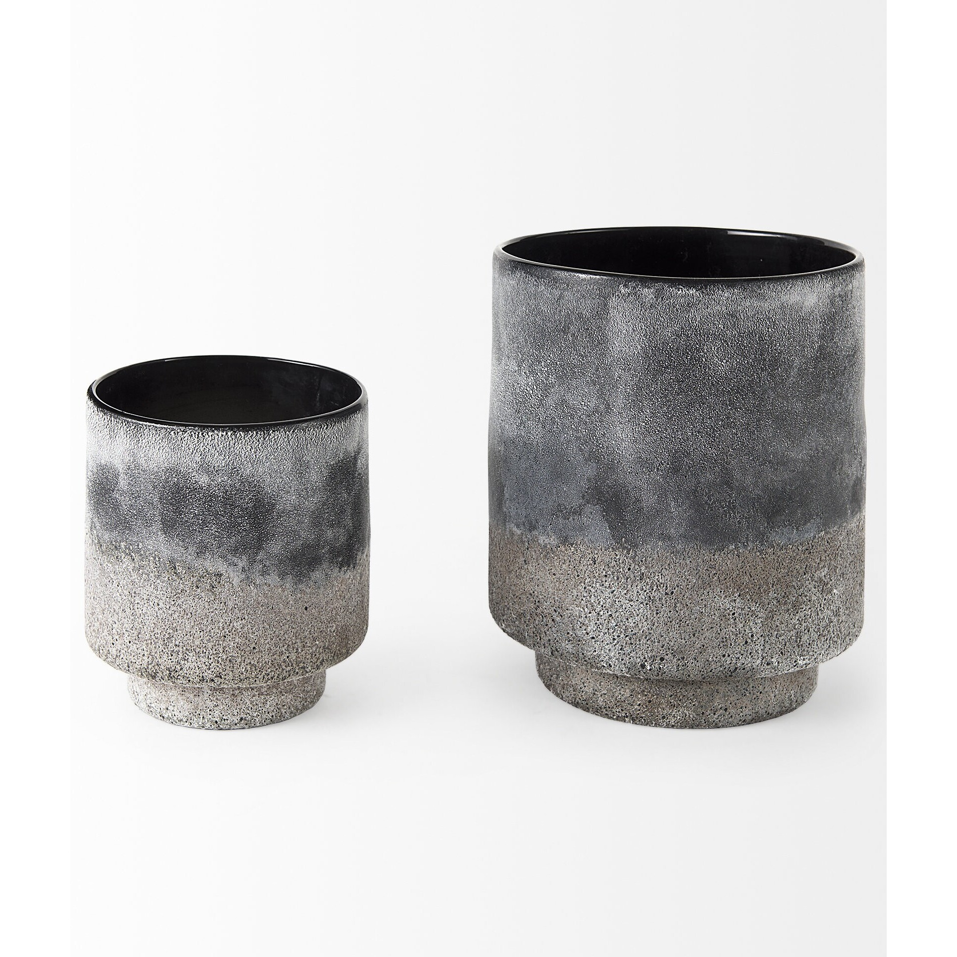 6"" Black Brown And Gray Ombre Textured Ceramic Vase