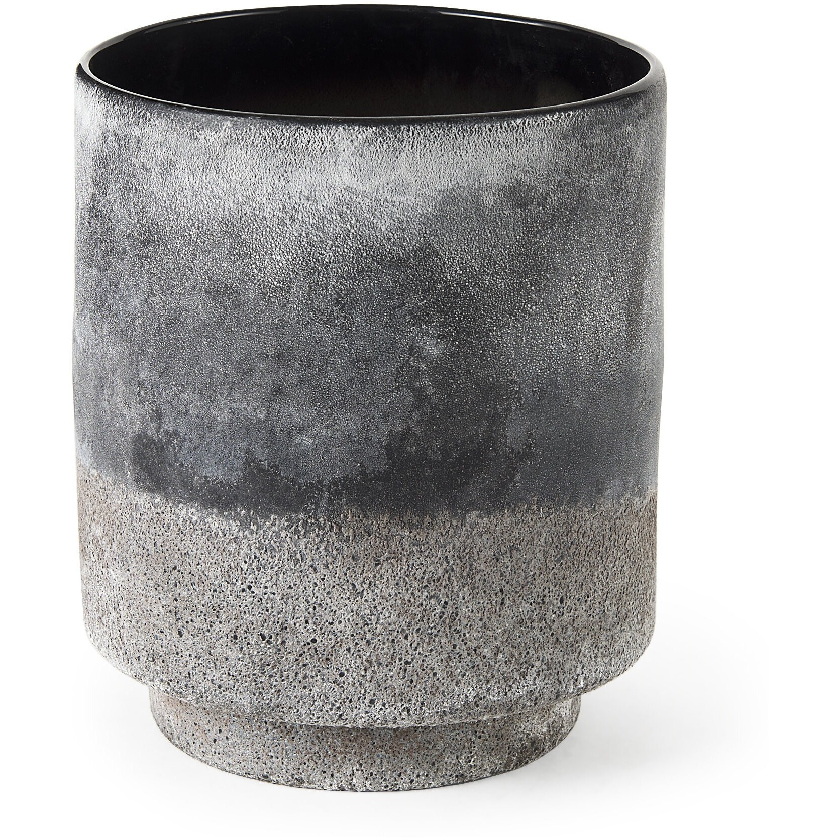 9"" Black Brown And Gray Ombre Textured Ceramic Vase