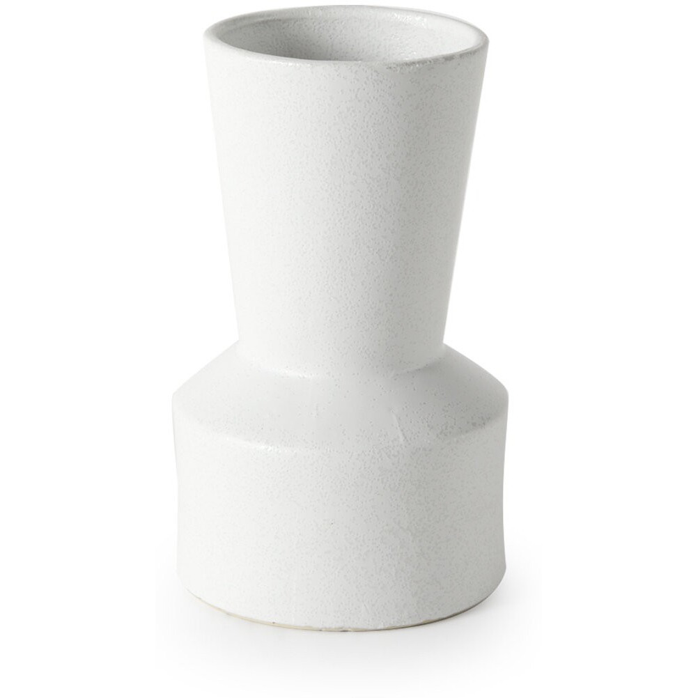 9"" White Contempo Deco Ceramic Vase