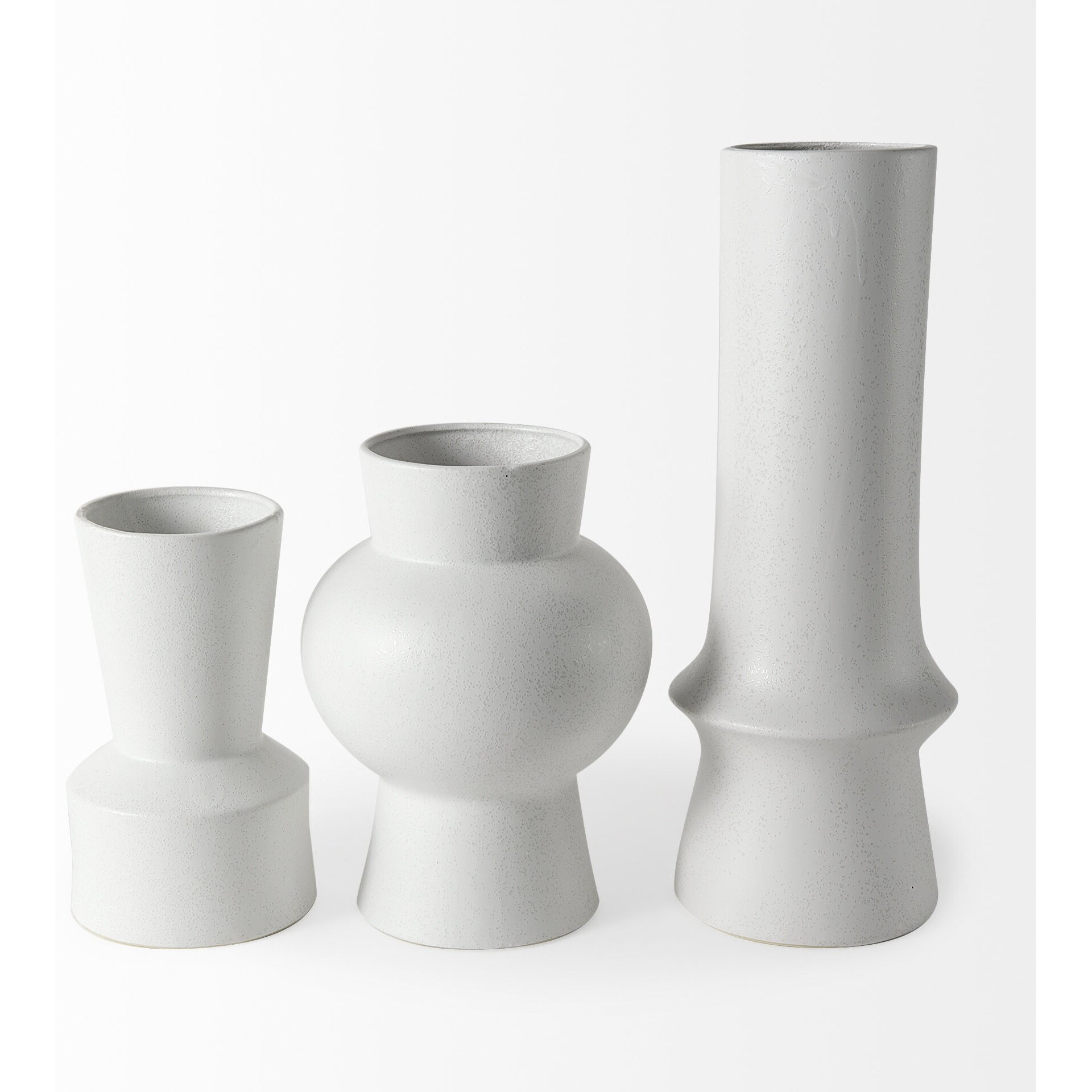 17"" White Contempo Deco Ceramic Vase