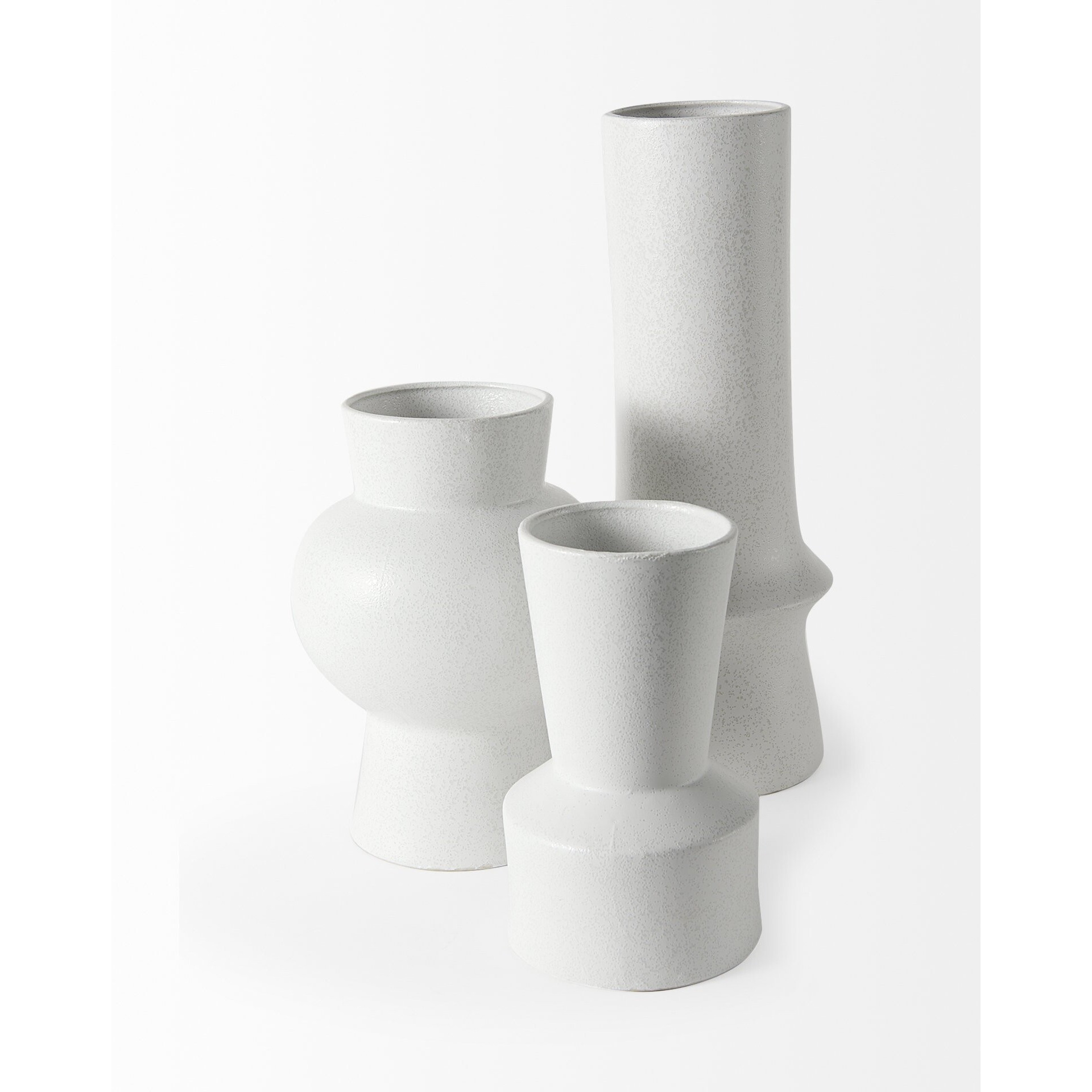 17"" White Contempo Deco Ceramic Vase