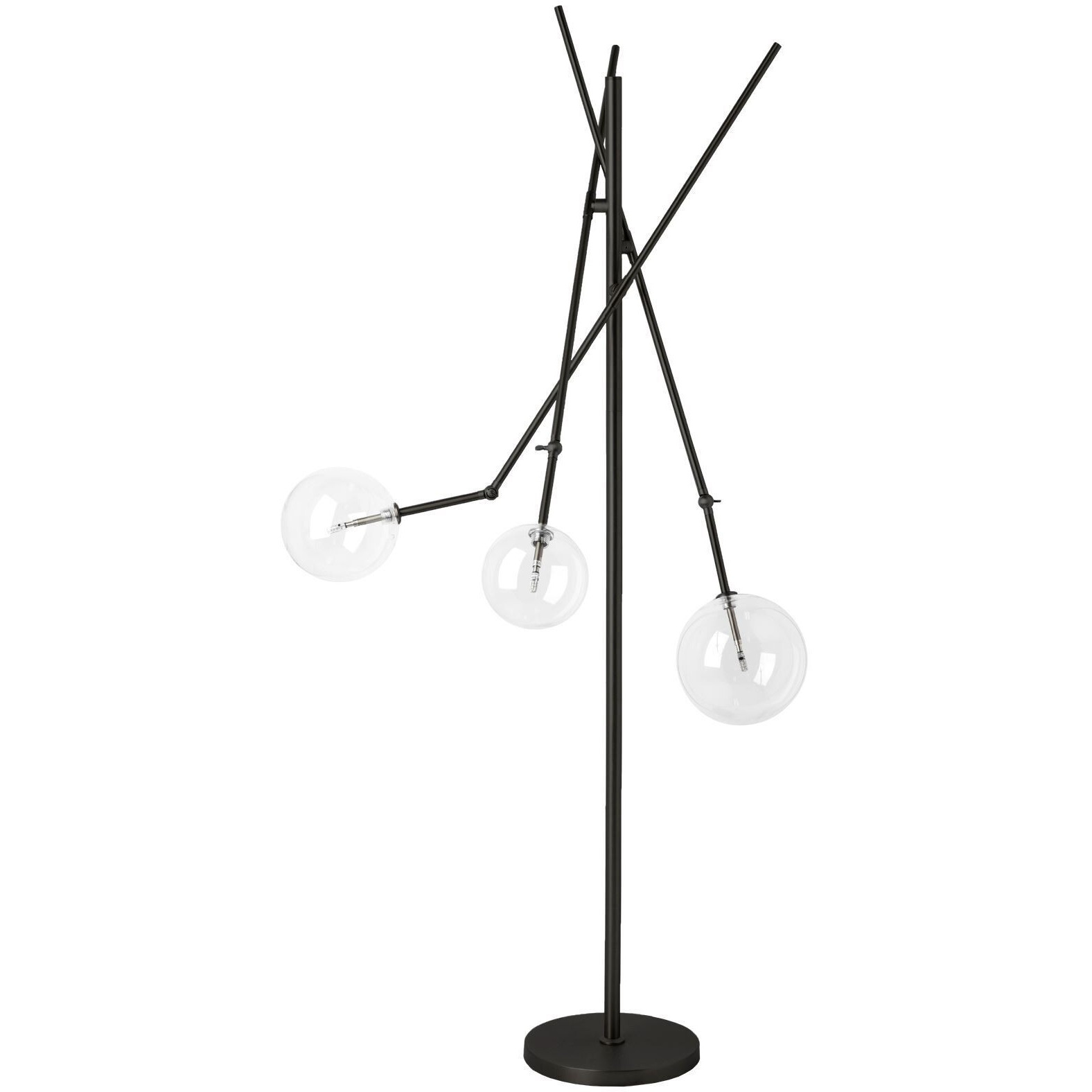 Black Tri Globe Contemporary Metal Floor Lamp