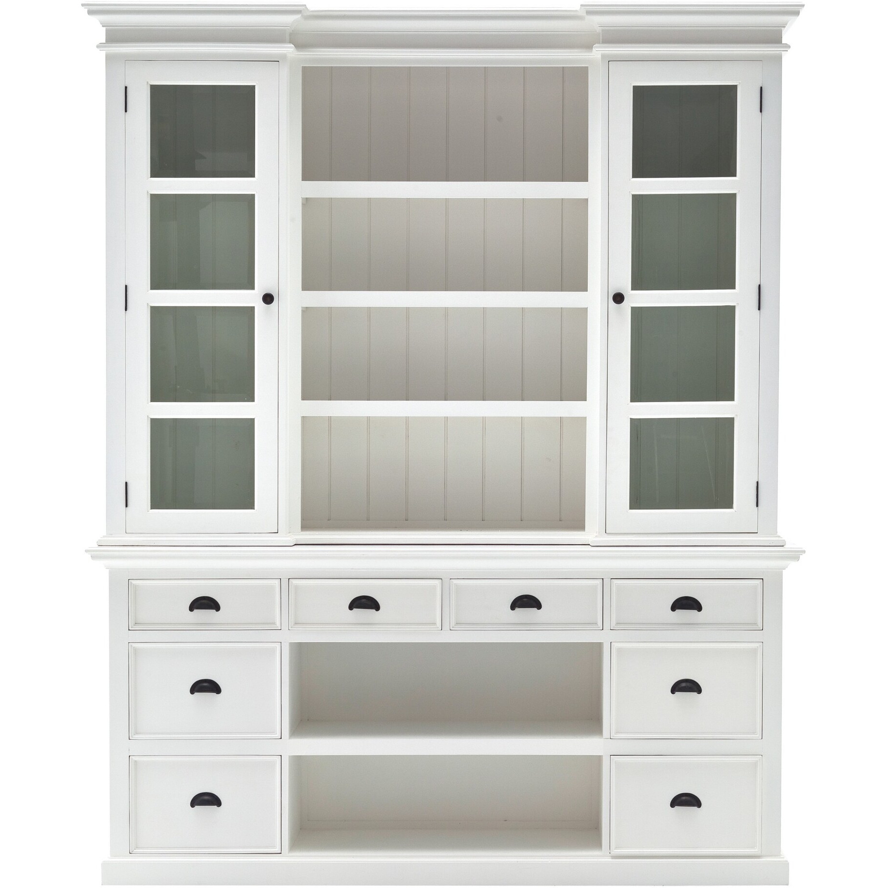 Classic White Library Hutch With Basket Set