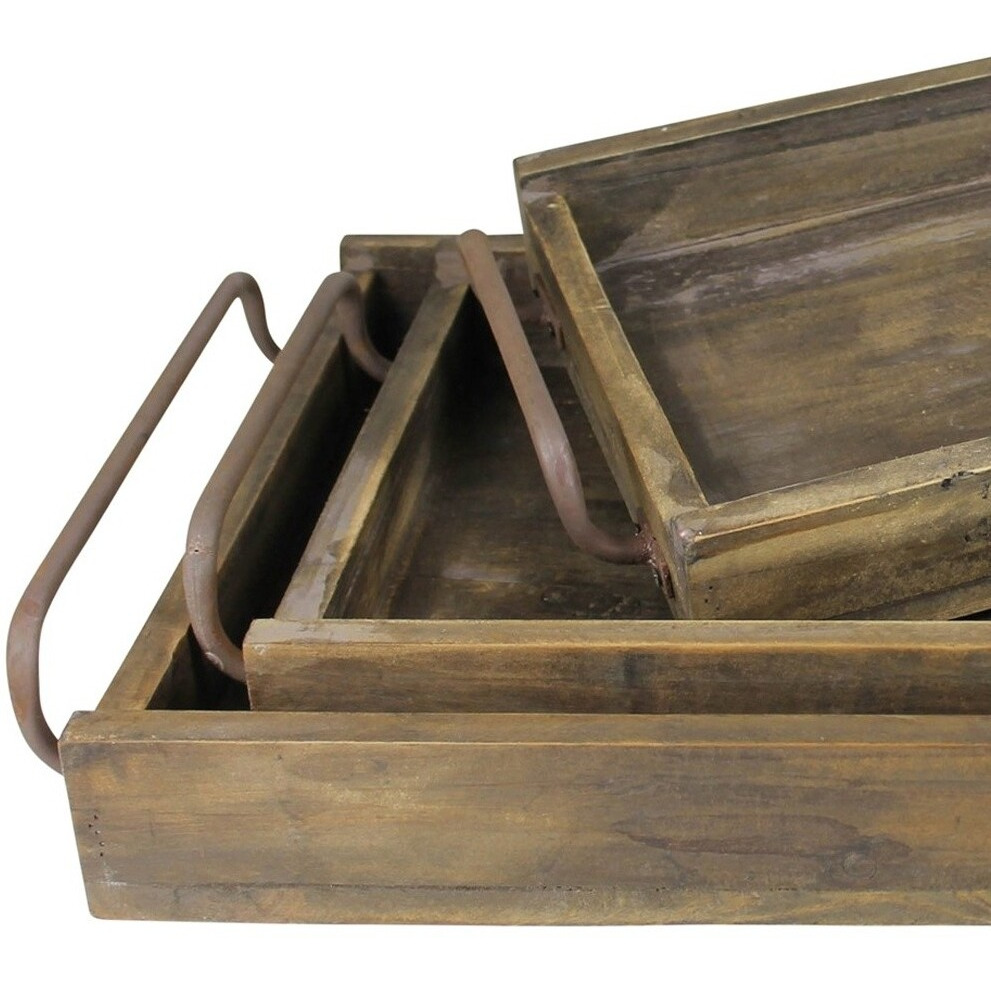 Set Of Three Wooden Trays