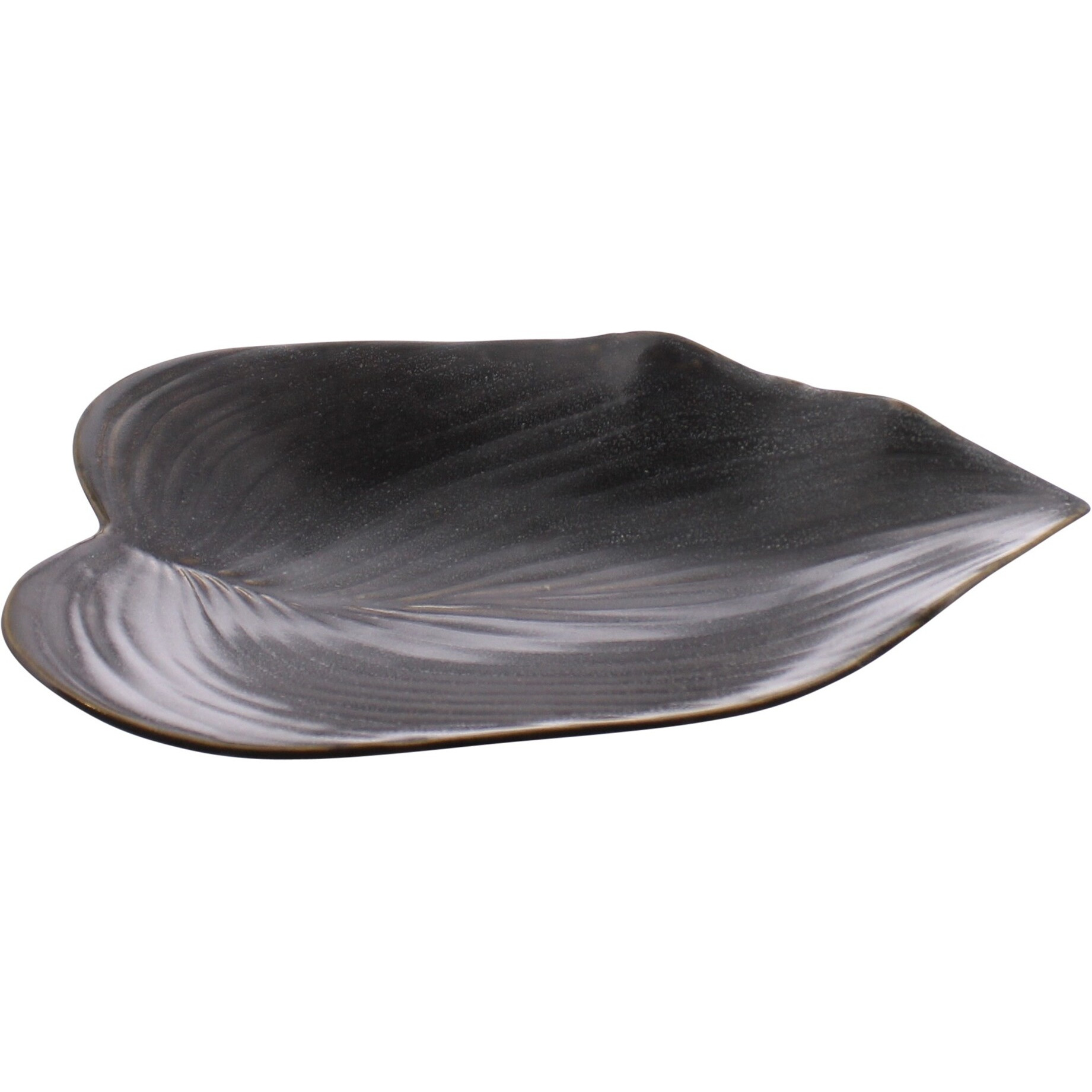 Black Begonia Leaf Ceramic Serving Tray