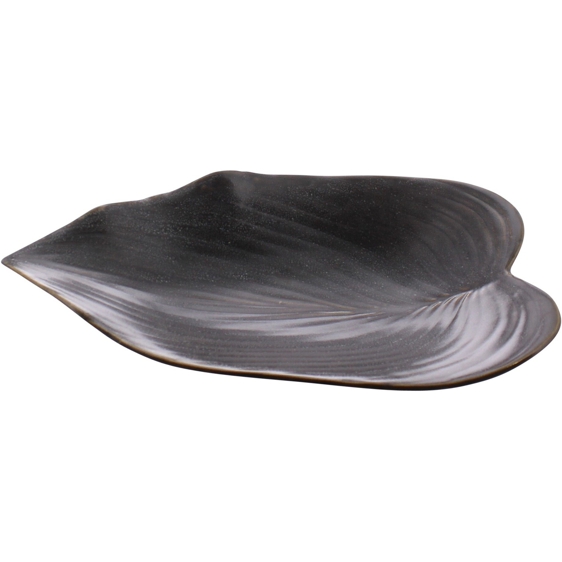 Black Begonia Leaf Ceramic Serving Tray