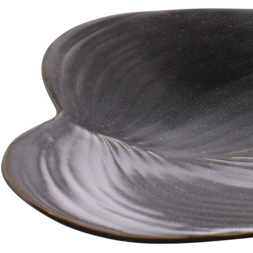 Black Begonia Leaf Ceramic Serving Tray