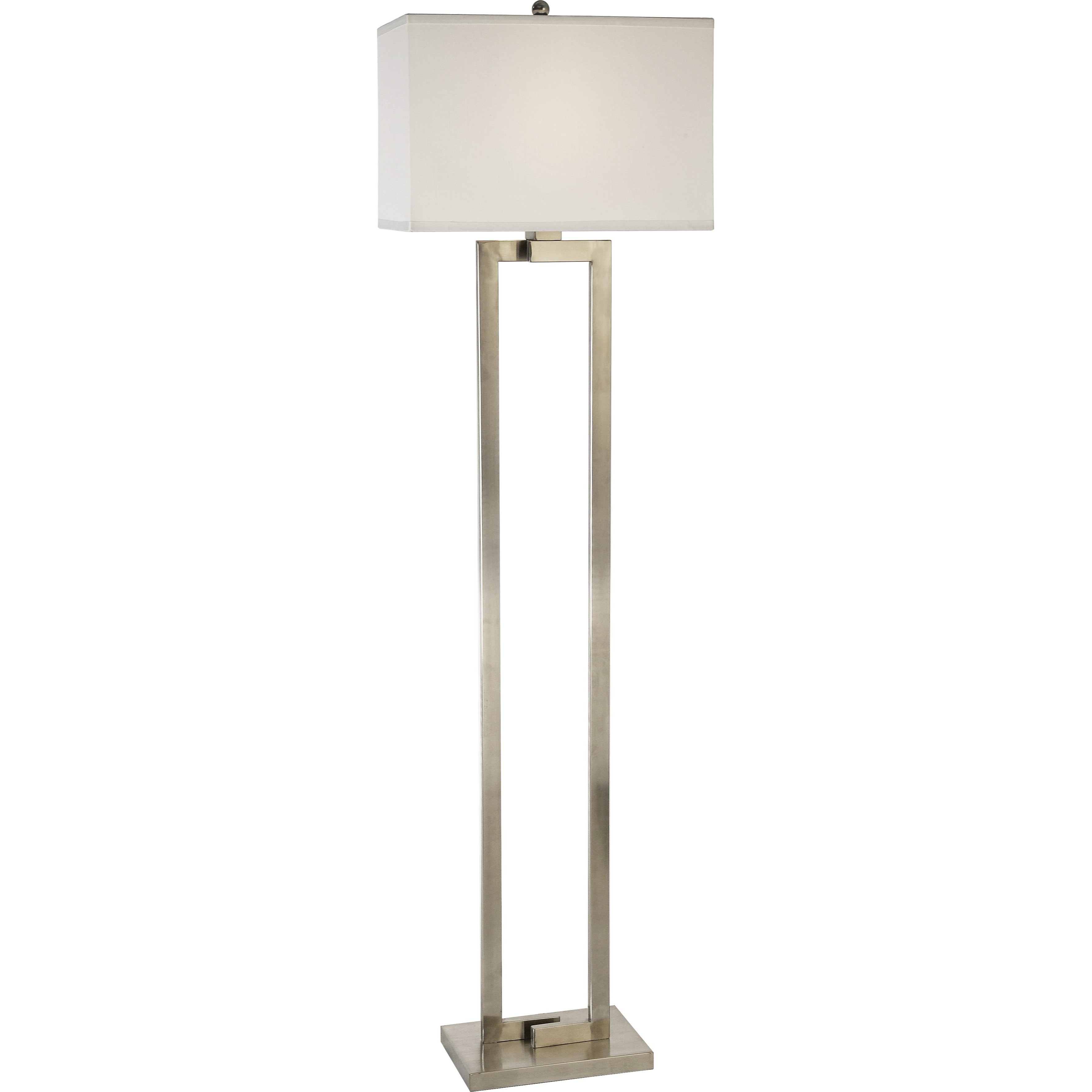Riley 1-Light Brushed Nickel Floor Lamp With Off White Shantung Shade