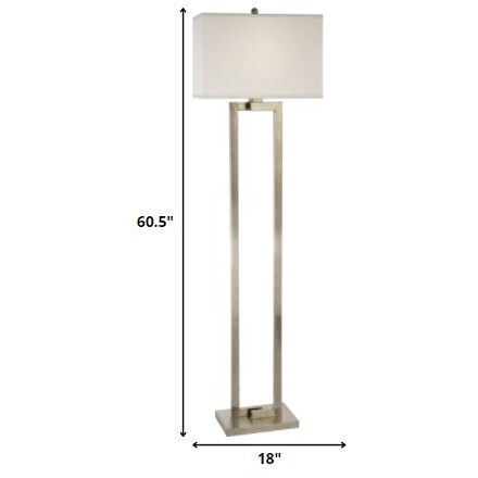 Riley 1-Light Brushed Nickel Floor Lamp With Off White Shantung Shade