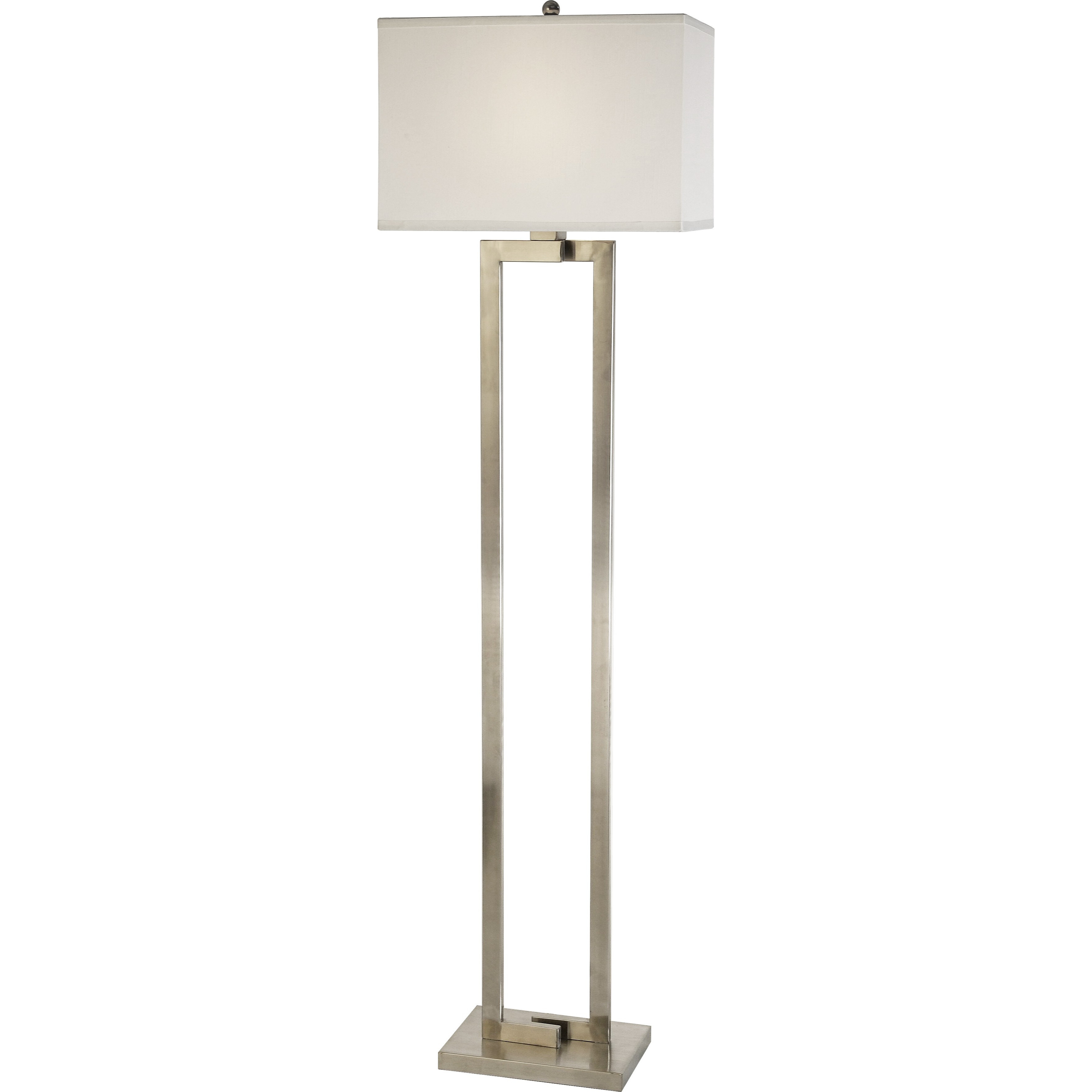 Riley 1-Light Brushed Nickel Floor Lamp With Off White Shantung Shade