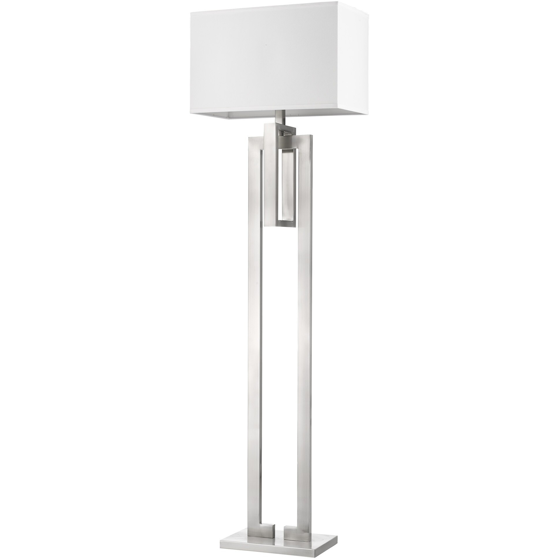 Precision 1-Light Brushed Nickel Floor Lamp With Ivory Shantung Shade