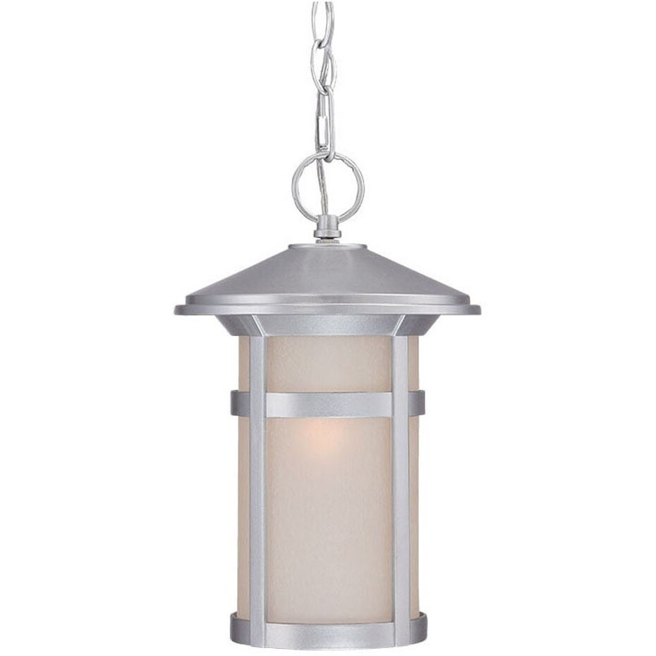 Brushed Silver Round White Glass Hanging Light