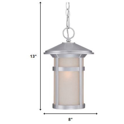 Brushed Silver Round White Glass Hanging Light