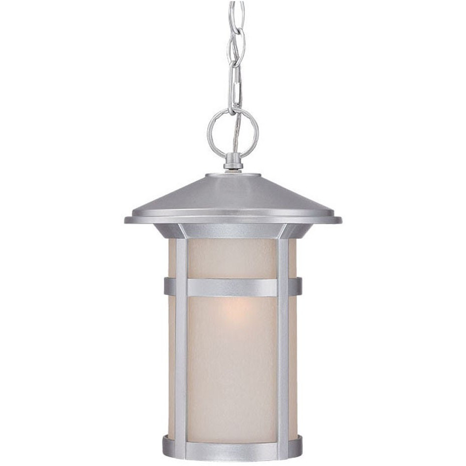 Brushed Silver Round White Glass Hanging Light